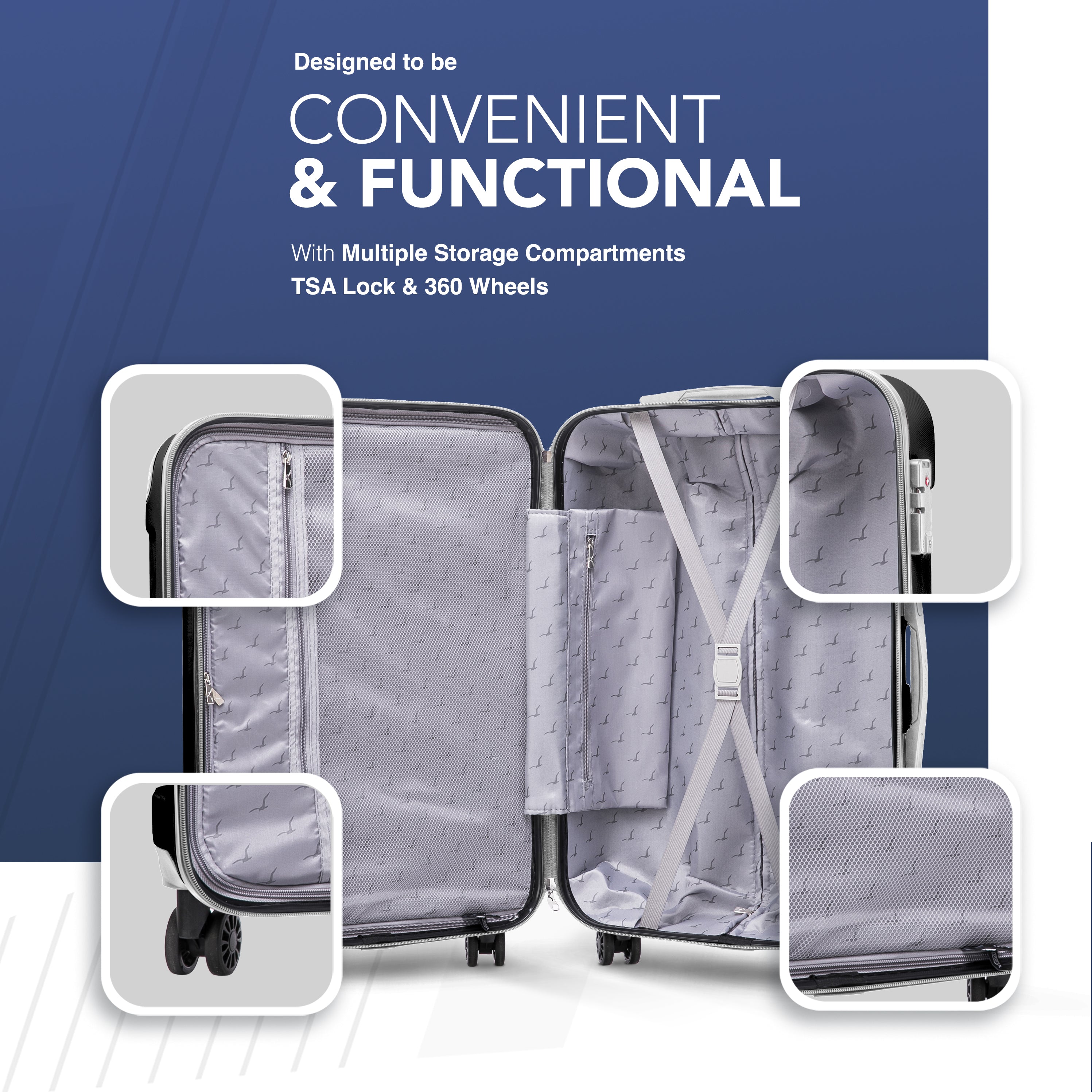 20" Skywander Cabin Suitcase - Black & White