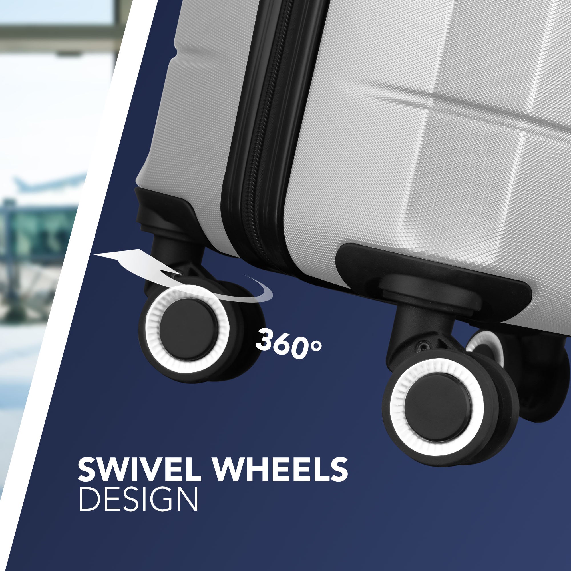 LUGG Jetset 15 Inch ABS Shell Protection Water Resistant & Safe Locking System Easyjet Free Under Seat Luggage (45x33x20cm) - Silver