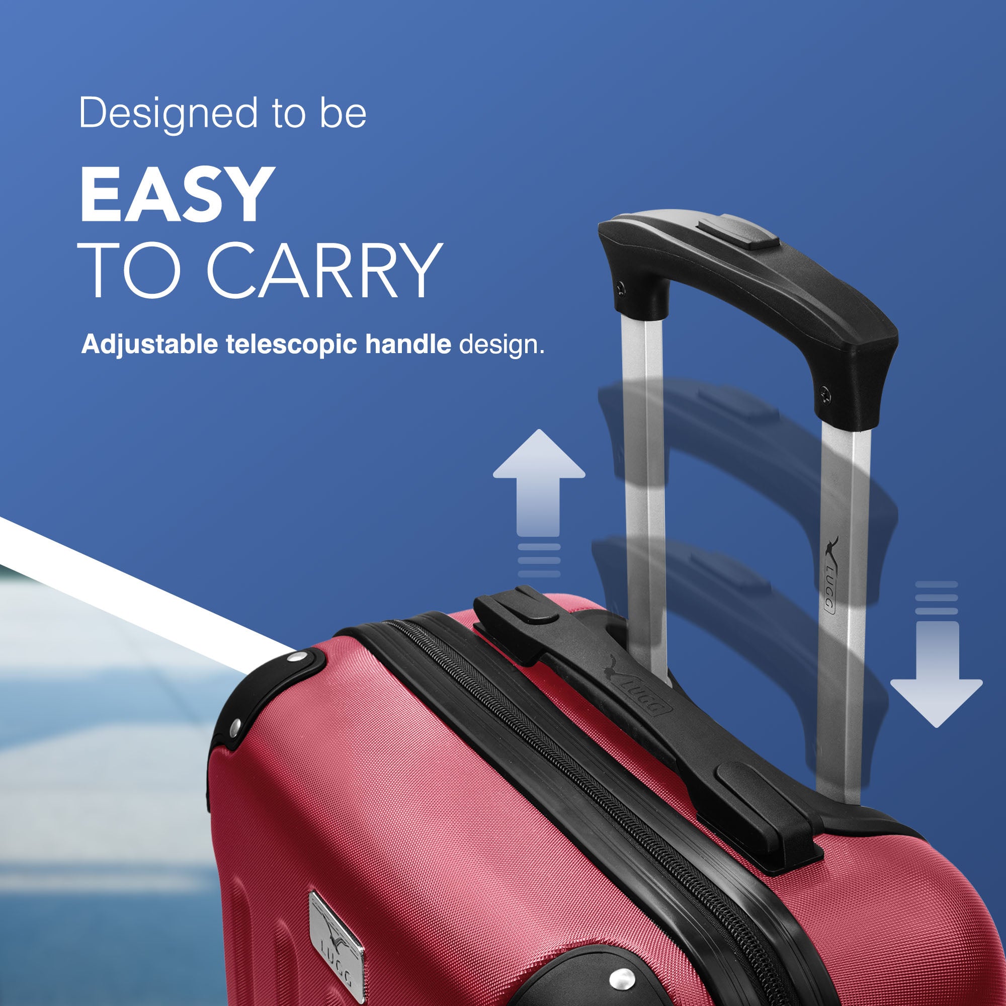 LUGG Skywander 15 Inch Lightweight Underseat Cabin Bag – EasyJet Approved Carry-On Suitcase, Durable ABS Hard Shell (45x34x20cm) - Burgundy