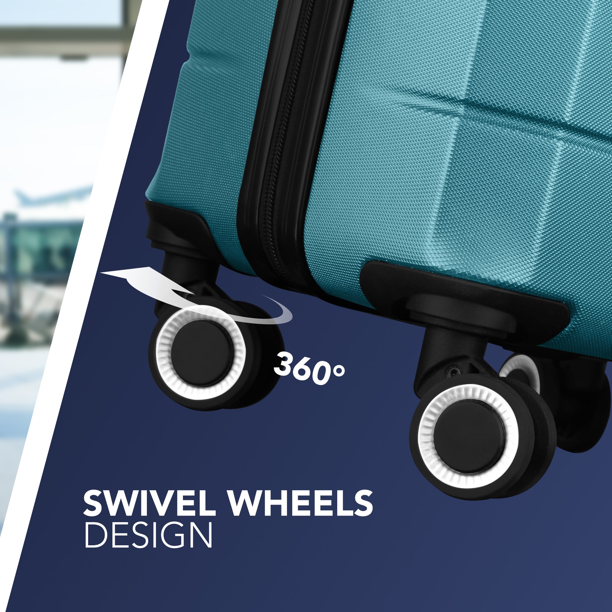 LUGG Jetset 24” Lightweight Travel Carry On Suitcase, ABS, Water Resistant & TSA Lock, Easyjet Overhead- Teal