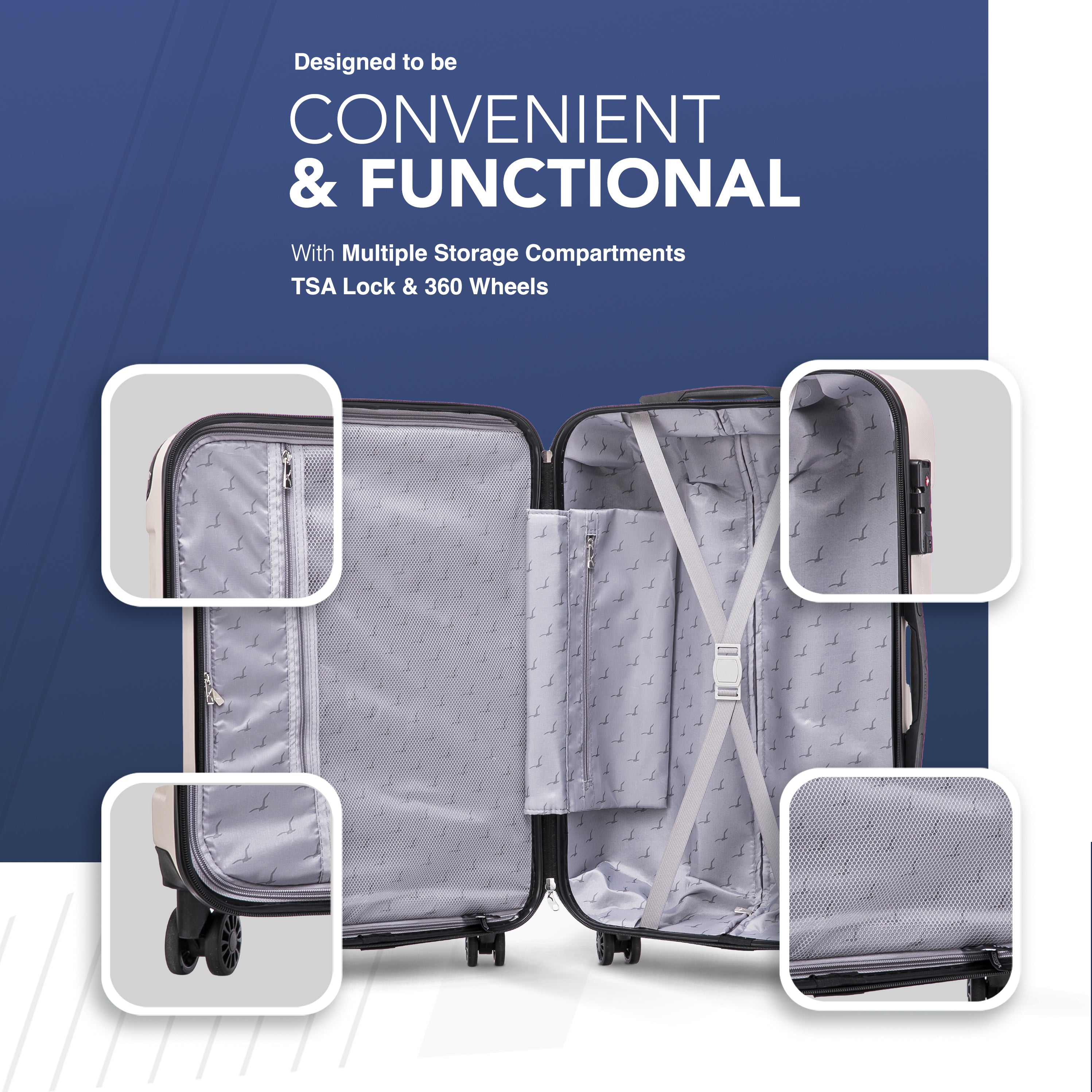 LUGG Skywander 28” Lightweight Luggage - 75cm x 49cm x 29cm - Strong & Lightweight with Secure TSA Lock, Smooth 360° Wheels & Resilient Handle- Beige