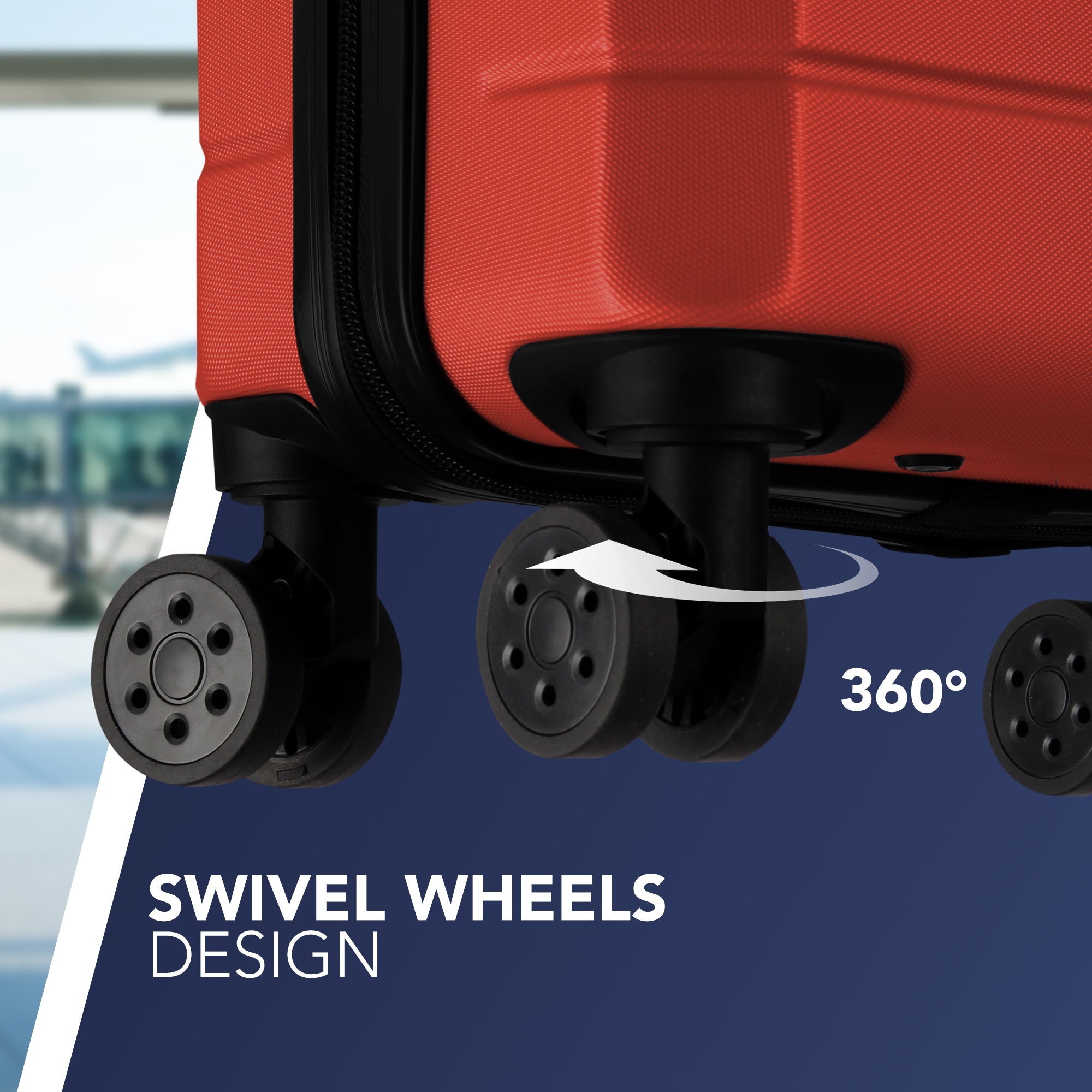 LUGG Jetset 15 Inch ABS Shell Protection Water Resistant & Safe Locking System Easyjet Free Under Seat Luggage (45x33x20cm) - Red