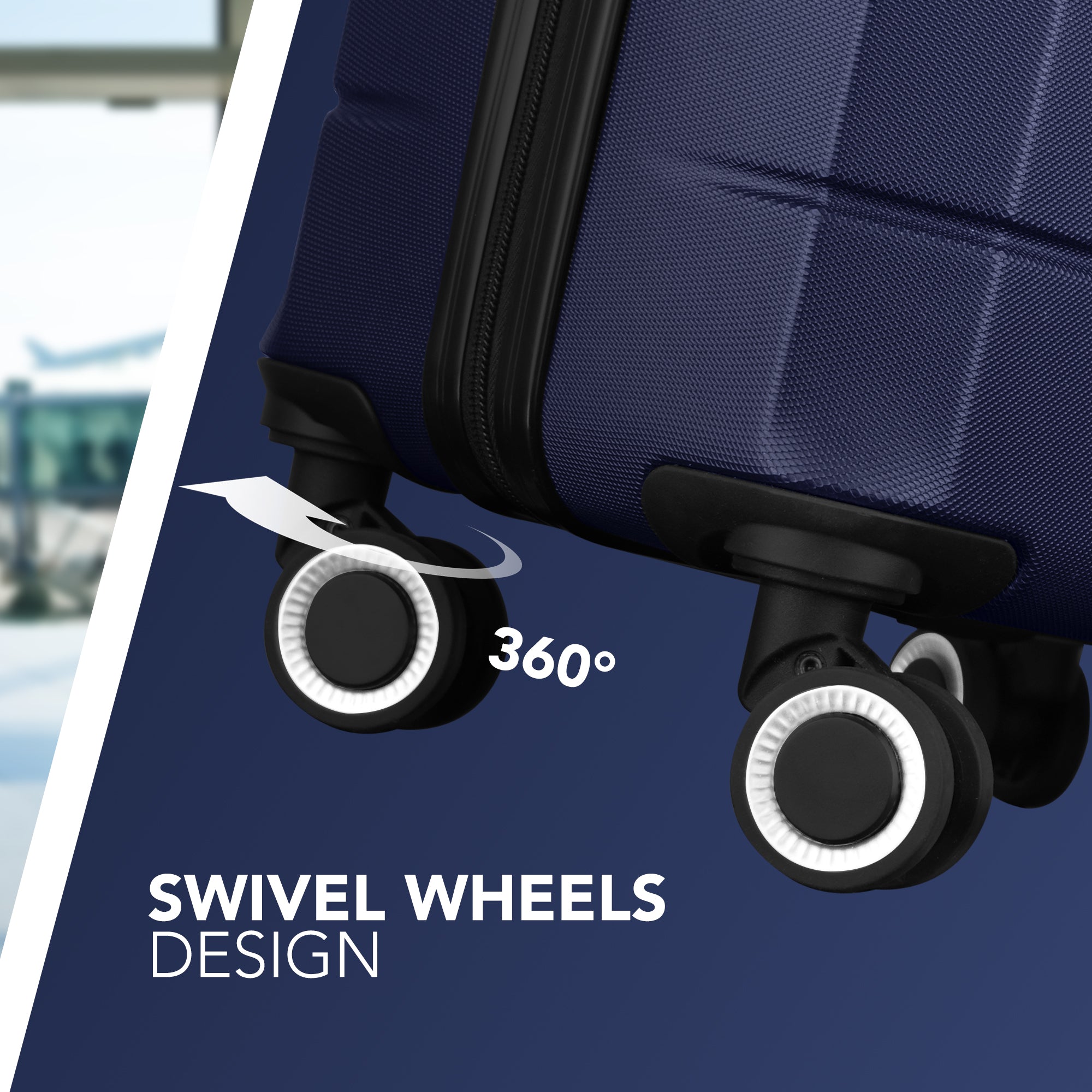 LUGG Jetset 24” Lightweight Travel Carry On Suitcase, ABS, Water Resistant & TSA Lock, Easyjet Overhead- Midnight Blue