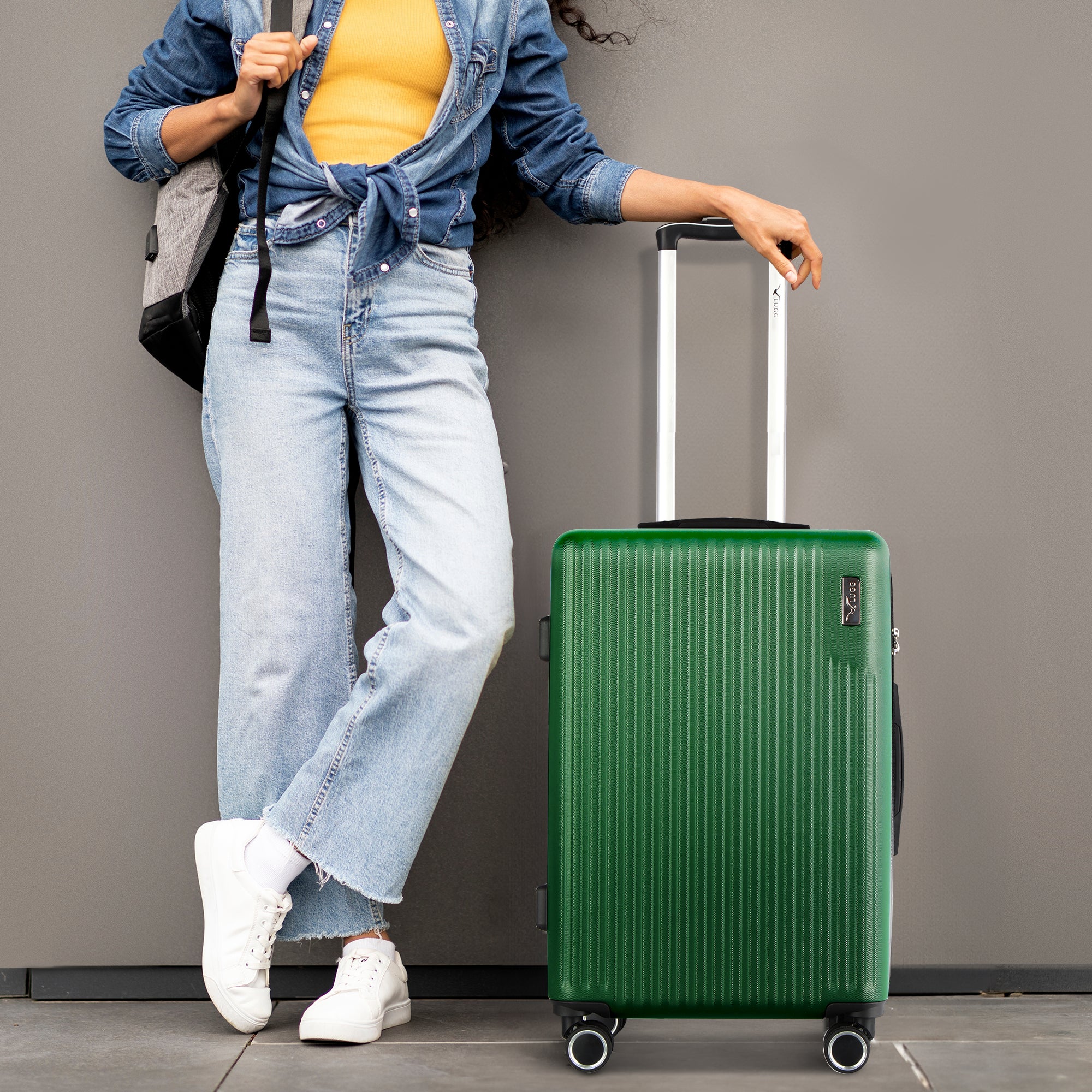 Vacay 20” Suitcase ABS Luggage with TSA Indent Lock, Aluminium Trolley Handle, 360° Spinner Wheels - Airline Compatible (55 x 35 x 23cm) - Forest