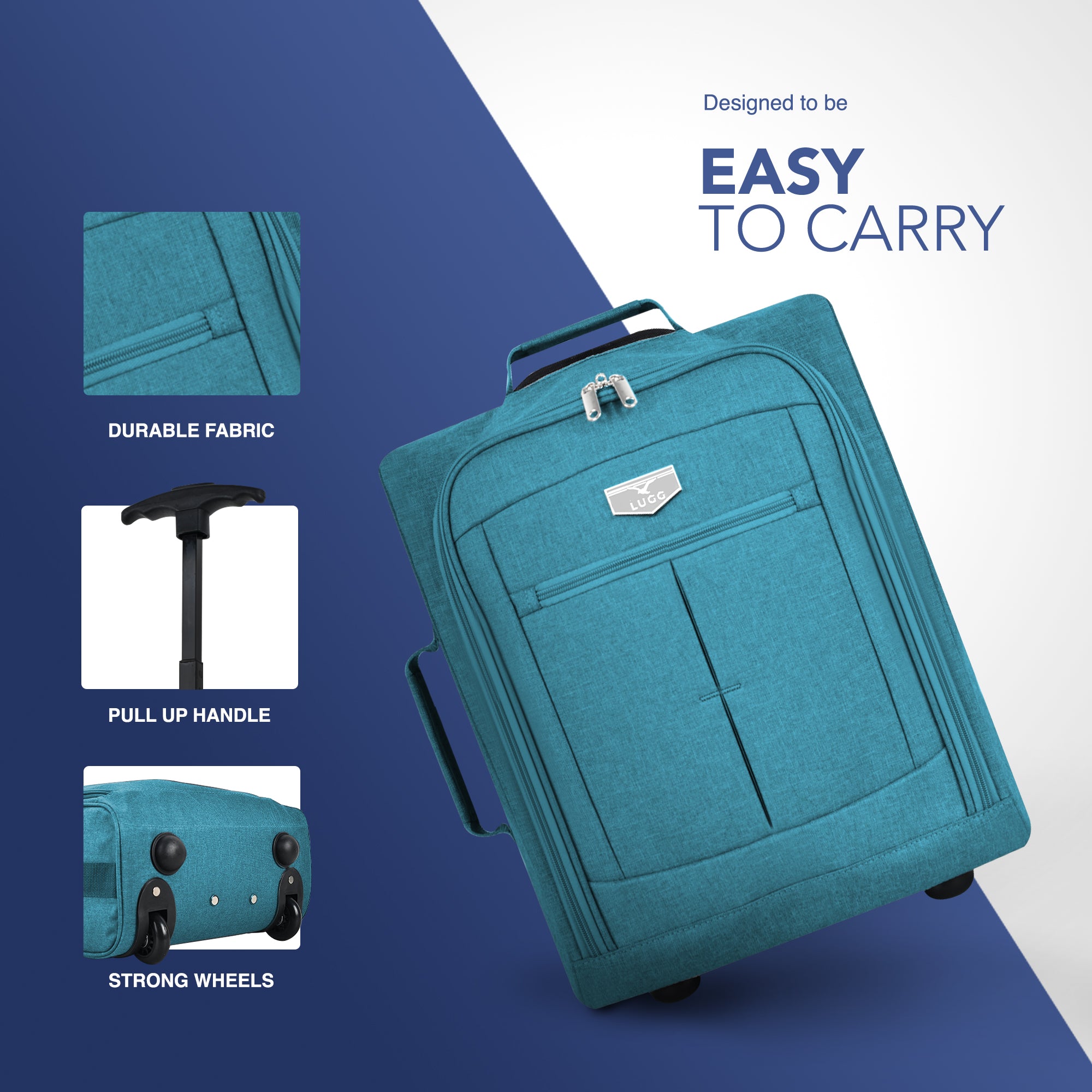 Cabin Approved Lightweight Travel Bag with Wheels - Teal