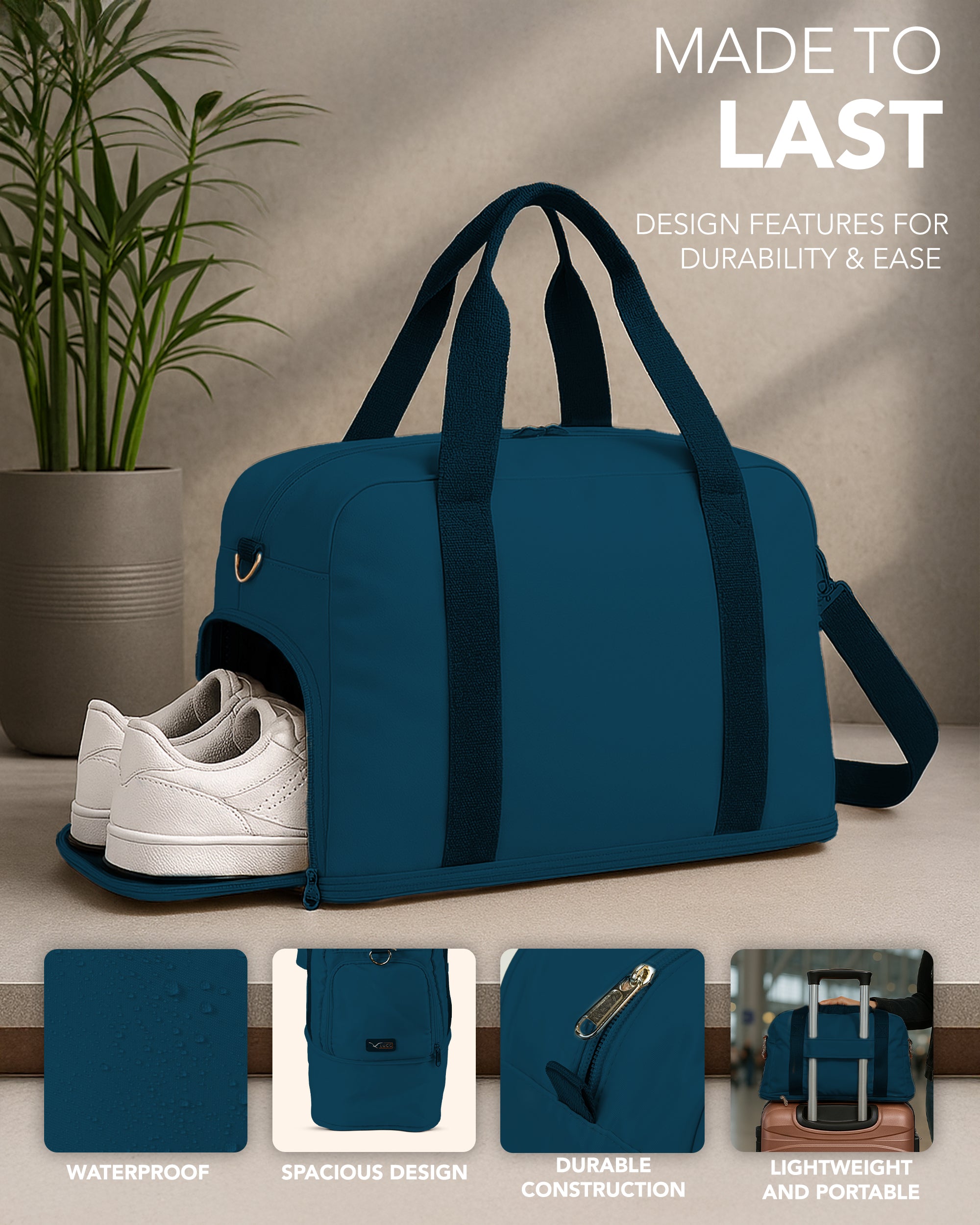 LUGG Duffle & Toiletry Bag Set – Waterproof Travel Bags for Men & Women - Teal