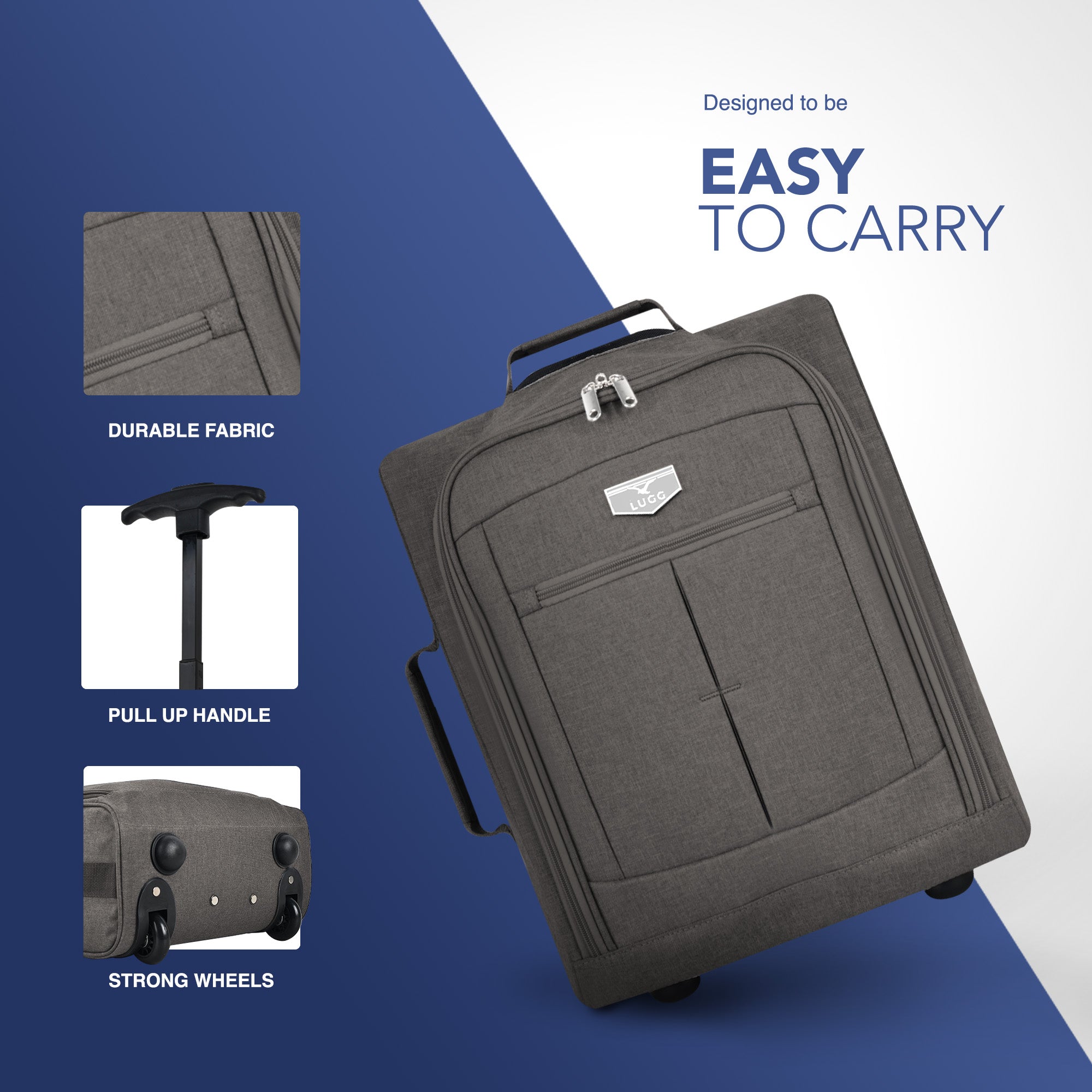 Soft Cabin Bag for Ryanair & EasyJet Priority Overhead Locker - Charcoal