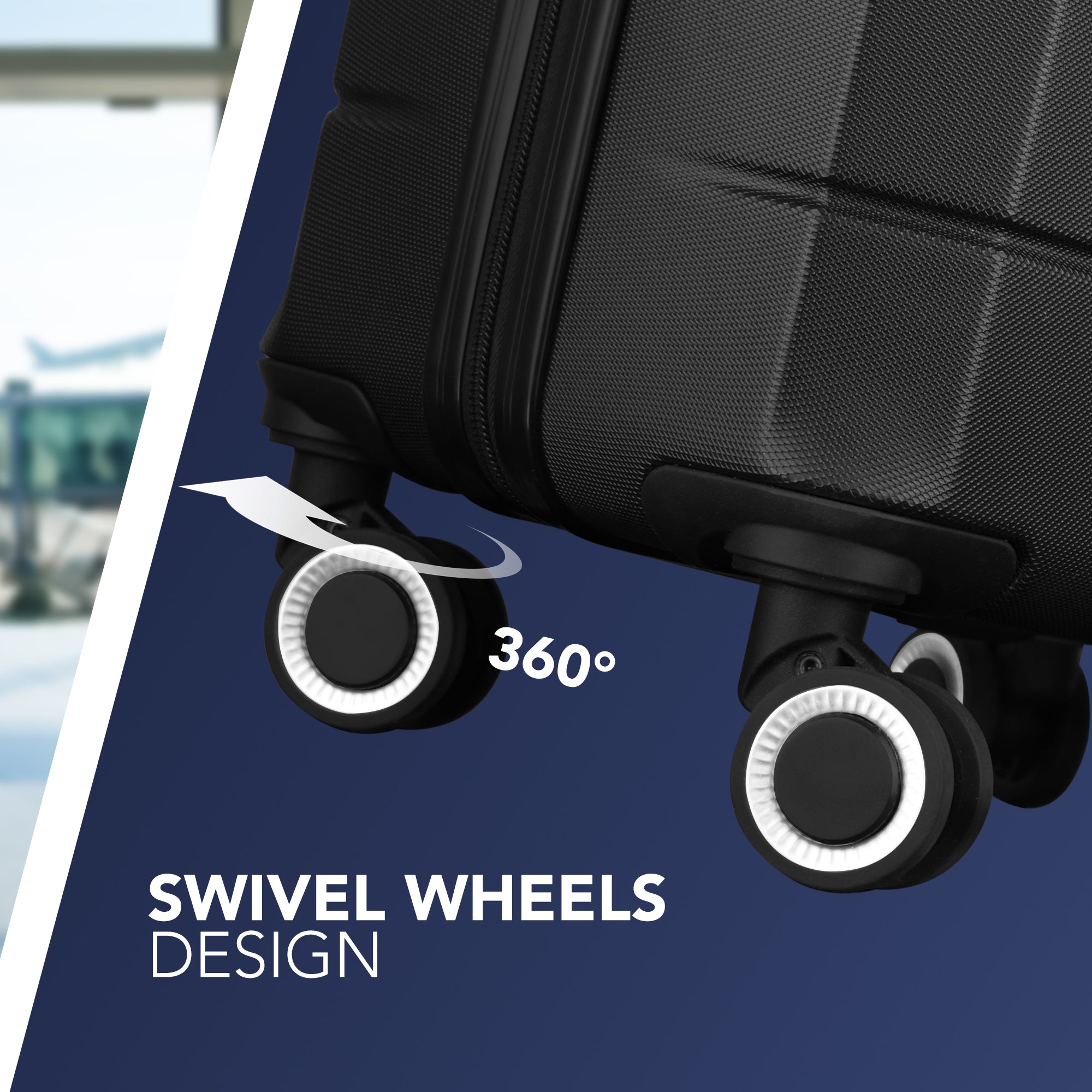 LUGG Jetset 24” Lightweight Travel Carry On Suitcase, ABS, Water Resistant & TSA Lock, Easyjet Overhead- Black