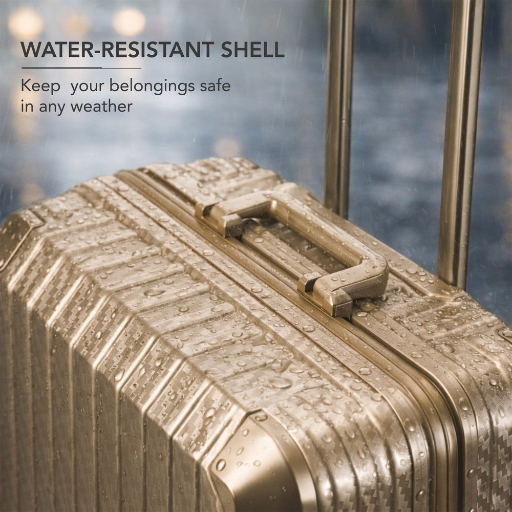 LUGG 24" Hard Shell Trolley Suitcase Aluminium TSA Lock Gold 65x45x26.5cm