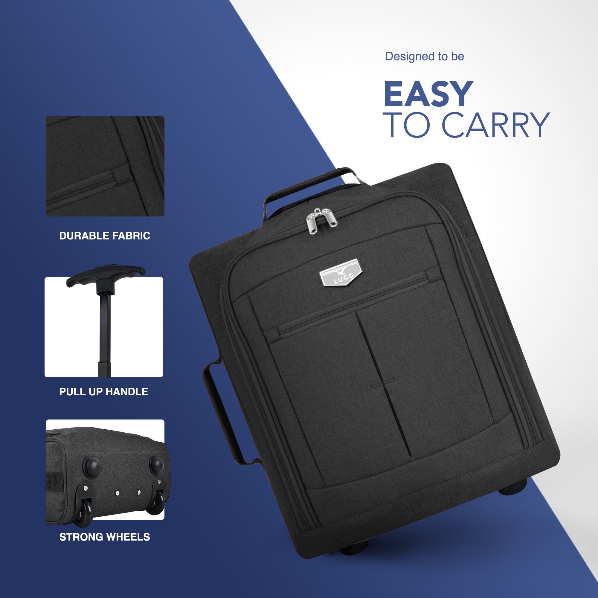 Soft Cabin Bag for EasyJet Overhead Locker - Black