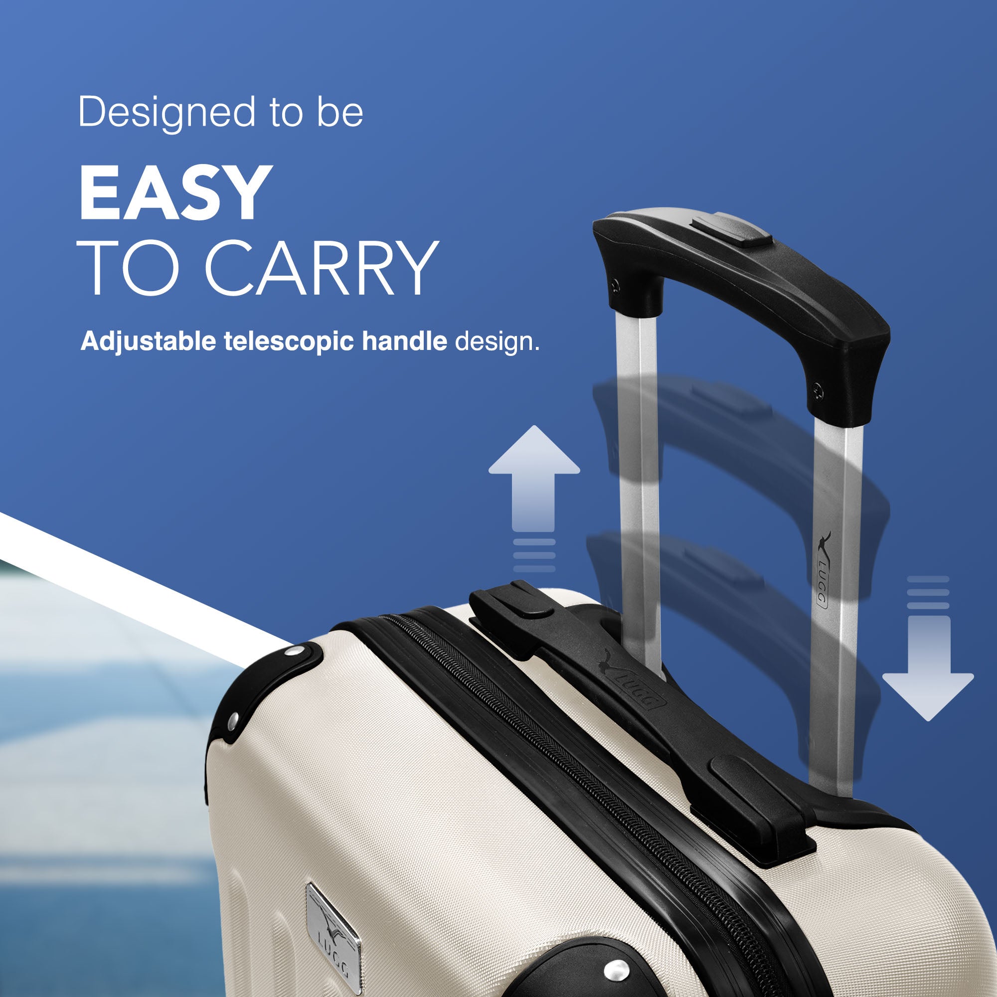 LUGG Skywander 15 Inch Lightweight Underseat Cabin Bag – EasyJet Approved Carry-On Suitcase, Durable ABS Hard Shell (45x34x20cm) - Beige