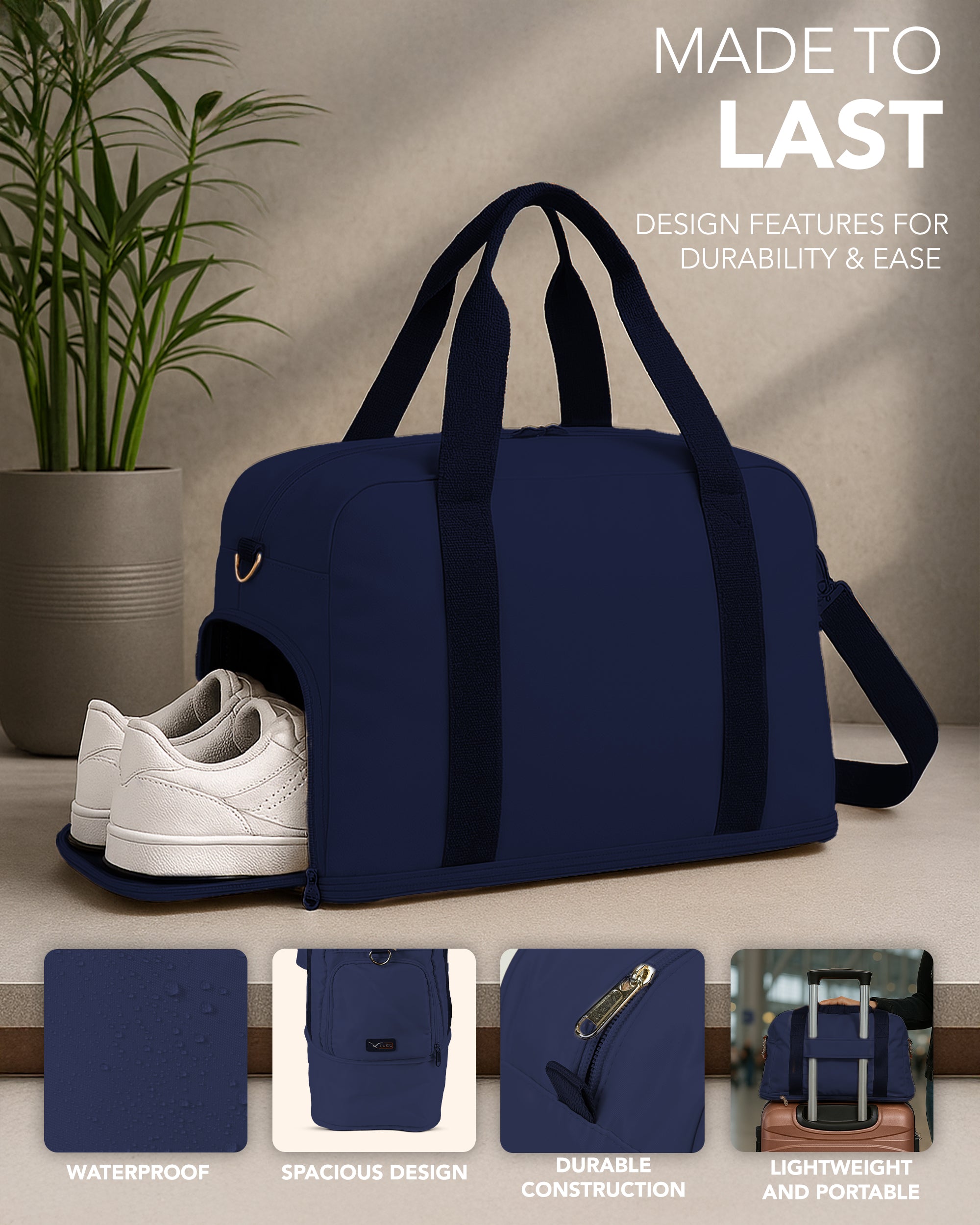 LUGG Duffle & Toiletry Bag Set – Waterproof Travel Bags for Men & Women - Midnight Blue