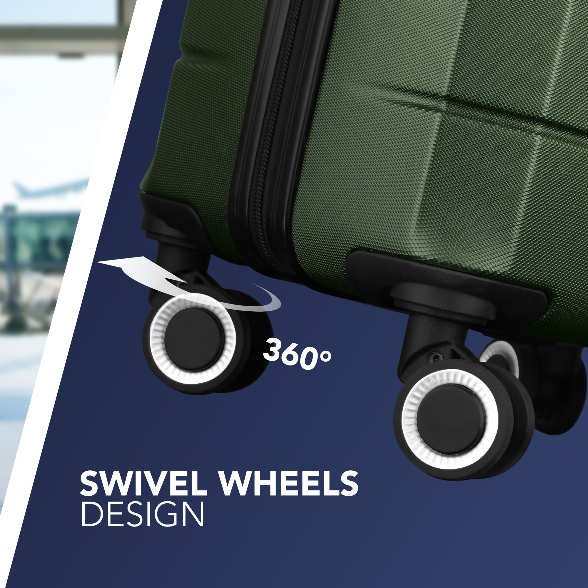 LUGG Jetset 24” Lightweight Travel Carry On Suitcase, ABS, Water Resistant & TSA Lock, Easyjet Overhead- Army Green