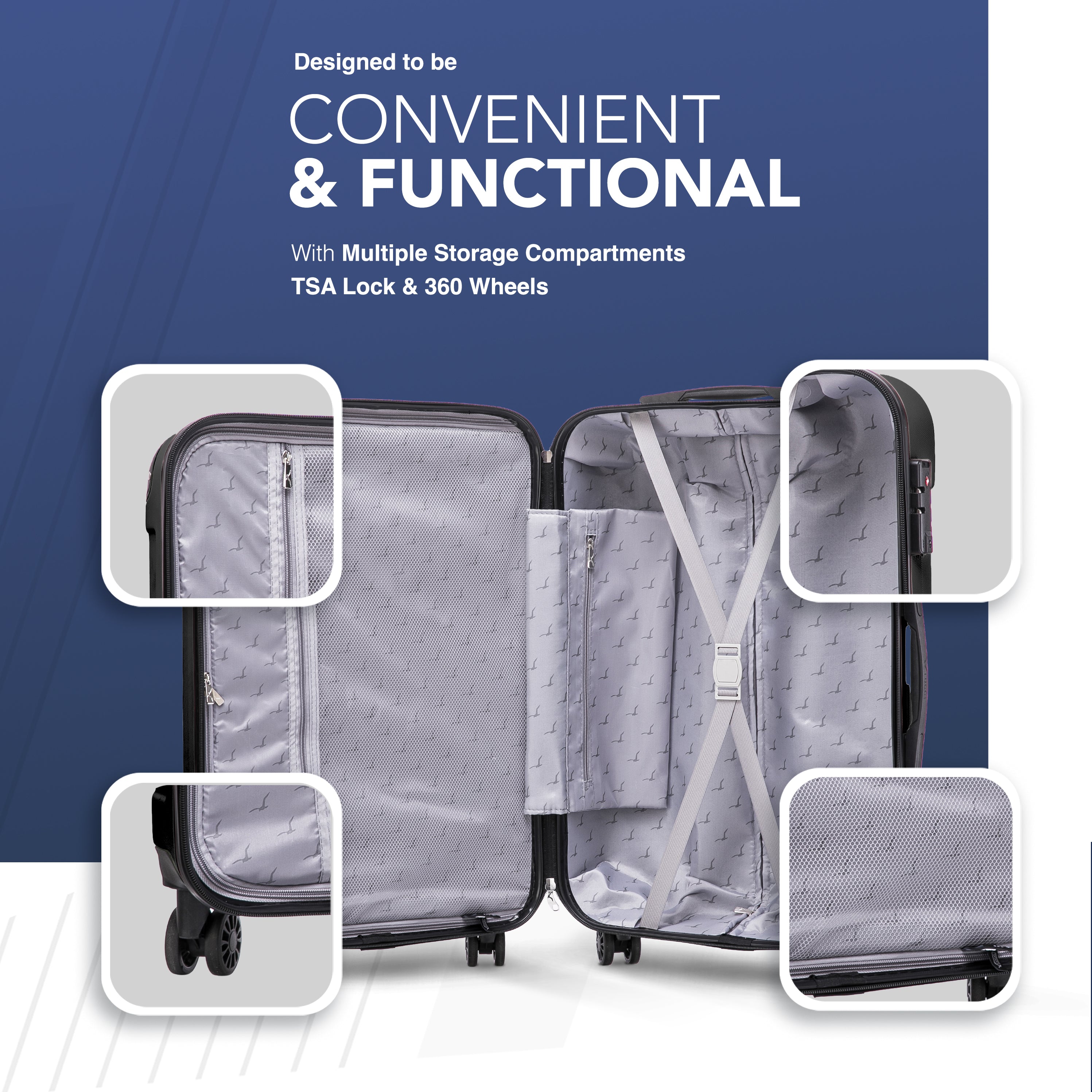 Skywander 20" Cabin Suitcase - 55 x 35 x 23cm in Black