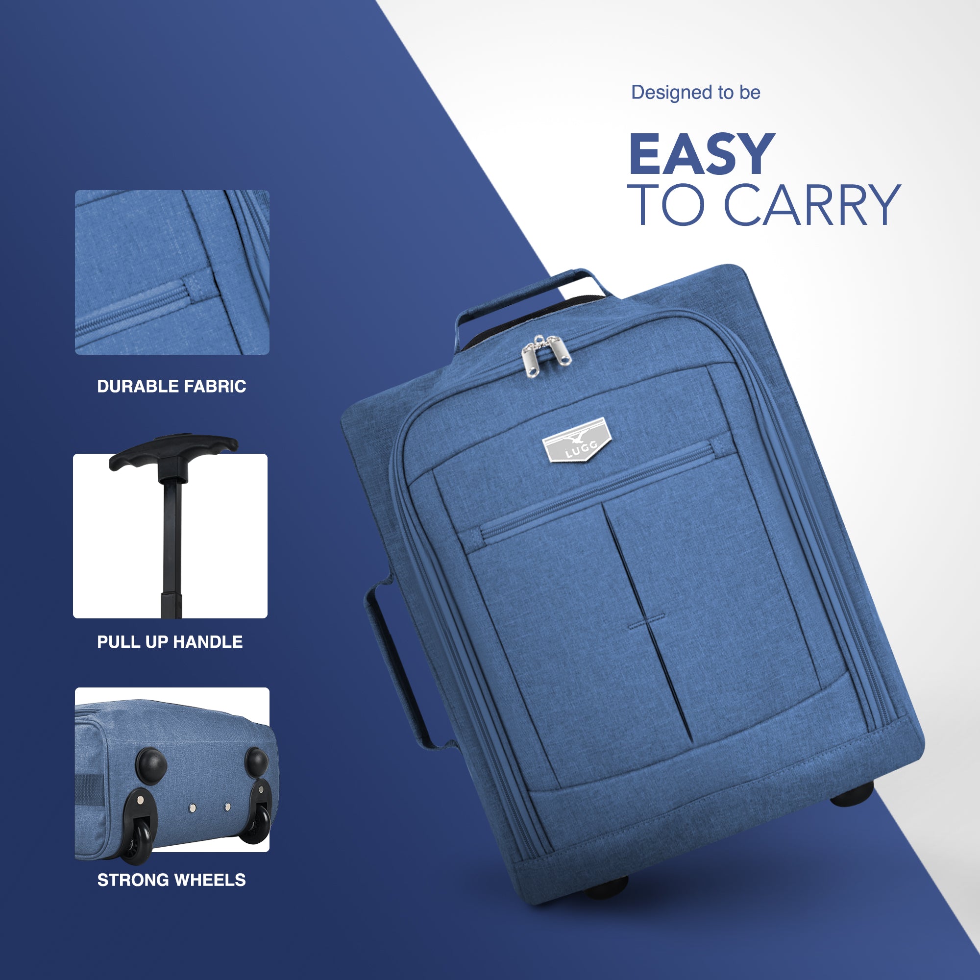 Cabin Approved Lightweight Travel Bag with Wheels - Blue