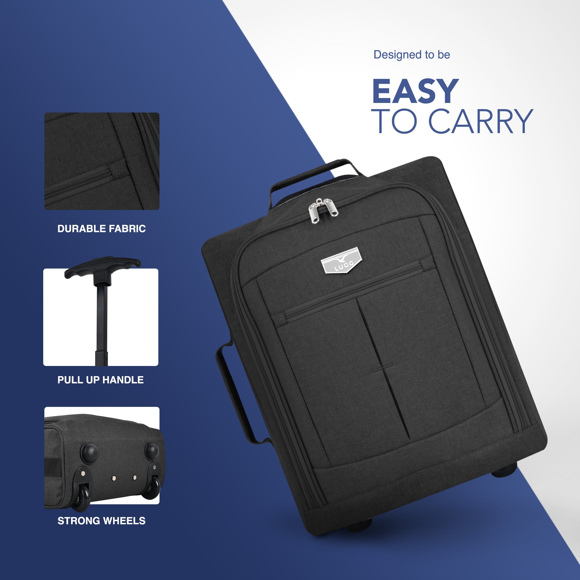 Soft Cabin Bag for Ryanair & EasyJet Priority Overhead Locker - Black