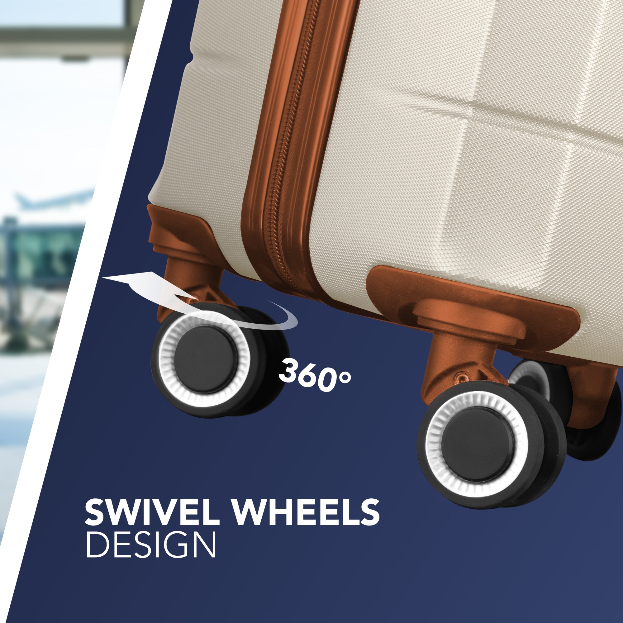 LUGG Jetset 24” Lightweight Travel Carry On Suitcase, ABS, Water Resistant & TSA Lock, Easyjet Overhead- Cream & Brown