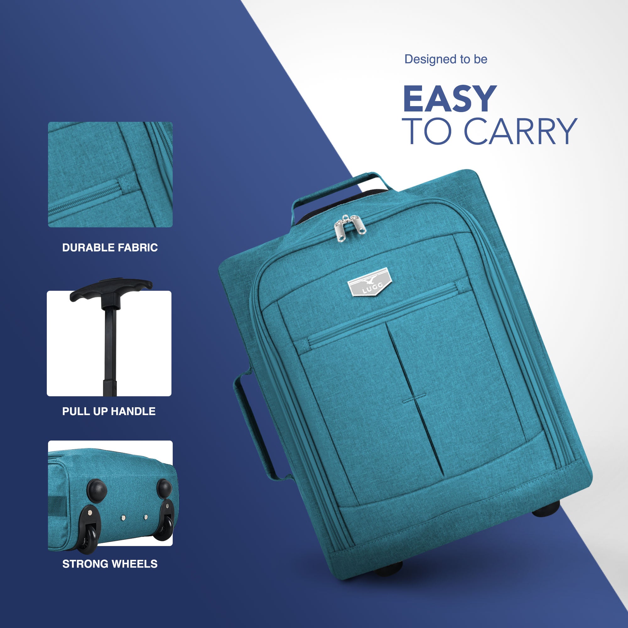 Soft Cabin Bag for Ryanair & EasyJet Priority Overhead Locker - Teal