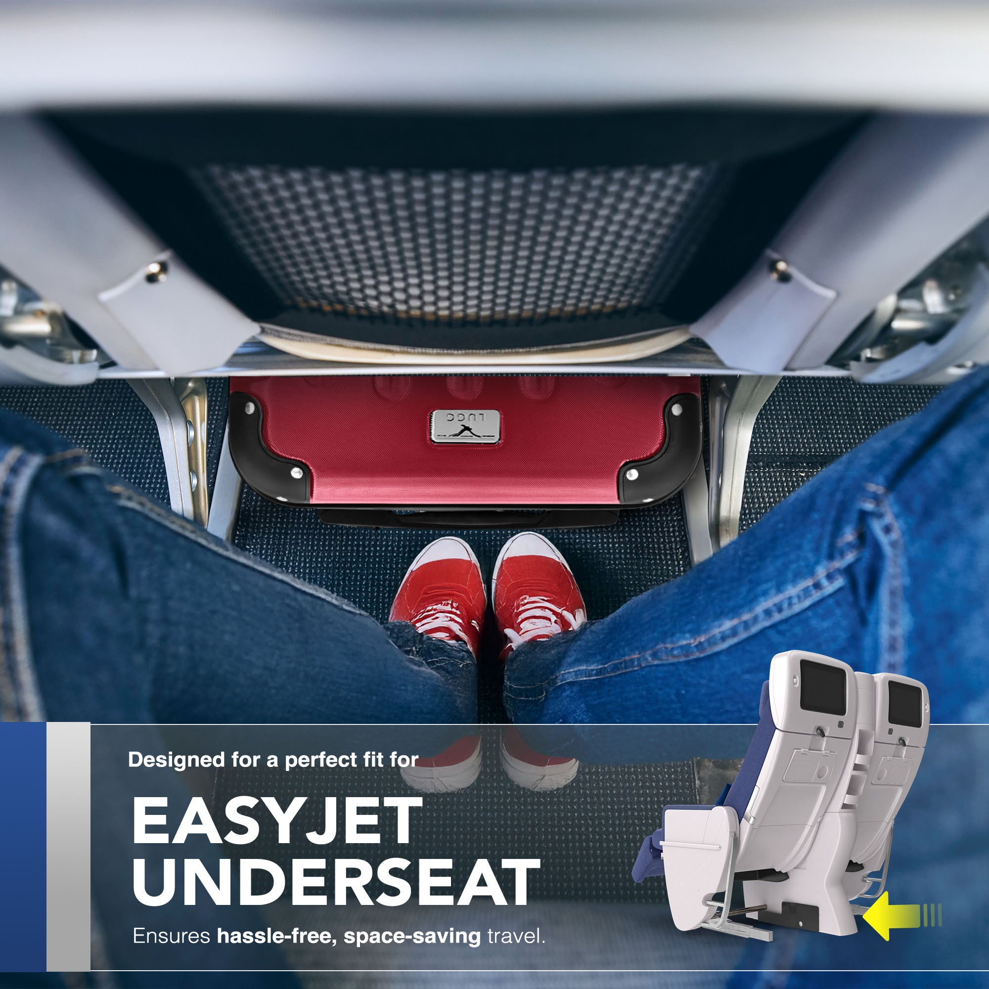 LUGG Skywander 15 Inch Lightweight Underseat Cabin Bag – EasyJet Approved Carry-On Suitcase, Durable ABS Hard Shell (45x34x20cm) - Burgundy