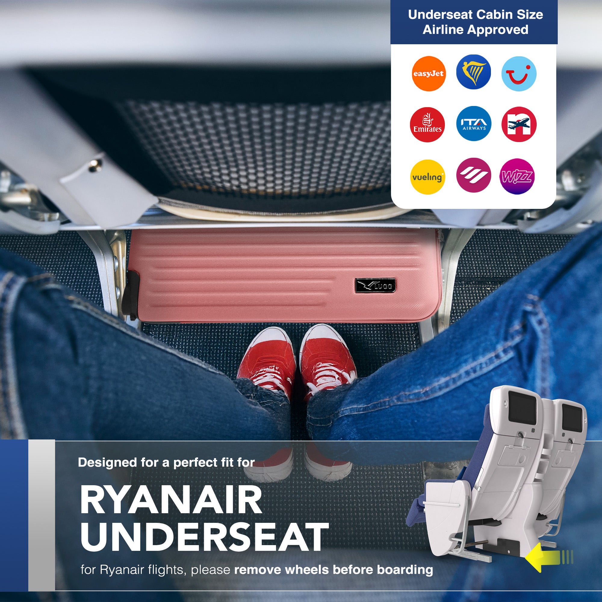 LUGG 40cm Vacay Suitcase ABS Luggage, Aluminium Trolley Handle, 360° Spinner Wheels, Water-Resistant & Durable Material - Airline Compatible (40 x 20 x 25cm)- Clay