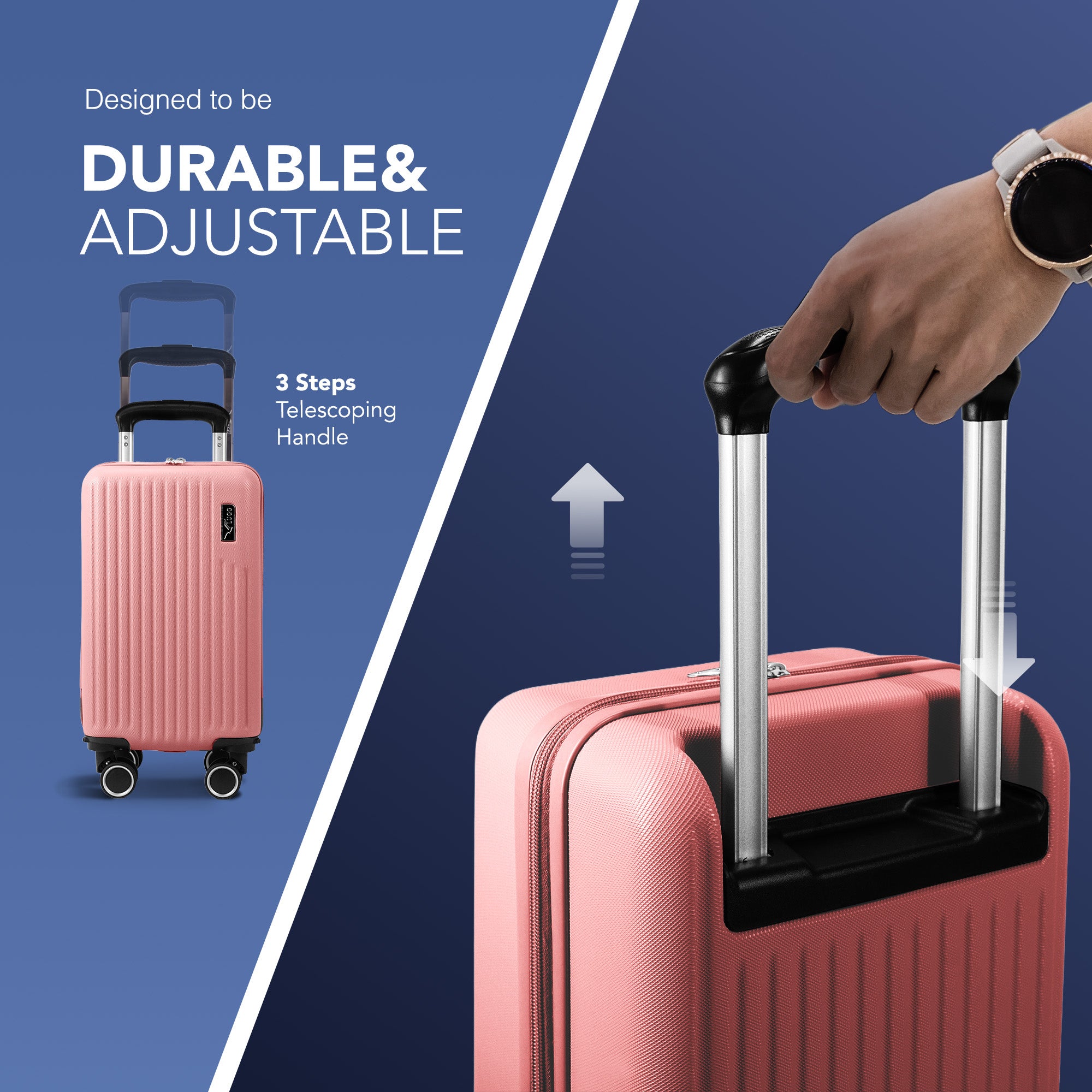 LUGG 40cm Vacay Suitcase ABS Luggage, Aluminium Trolley Handle, 360° Spinner Wheels, Water-Resistant & Durable Material - Airline Compatible (40 x 20 x 25cm)- Clay
