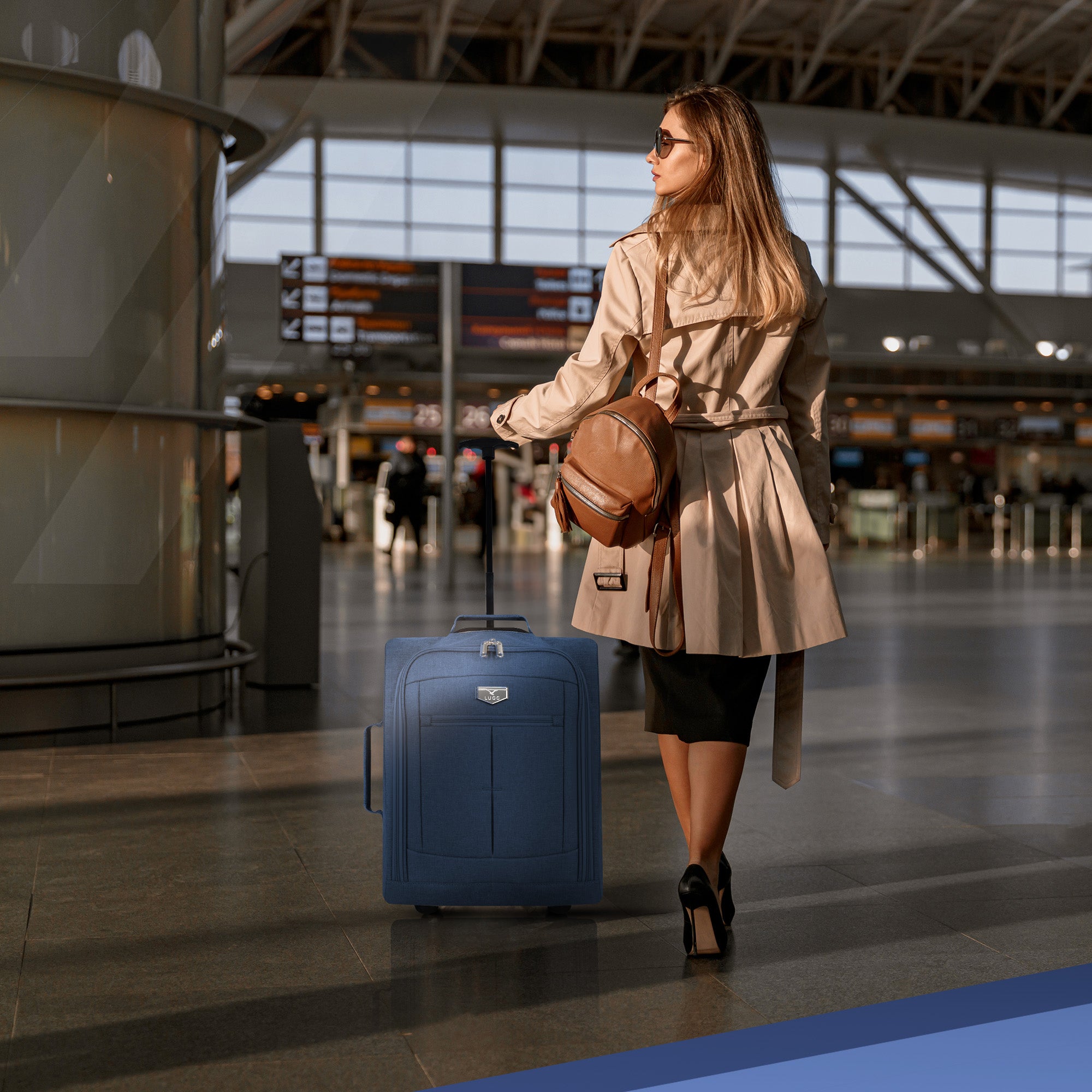 Soft Cabin Bag for Ryanair & EasyJet Priority Overhead Locker - Blue