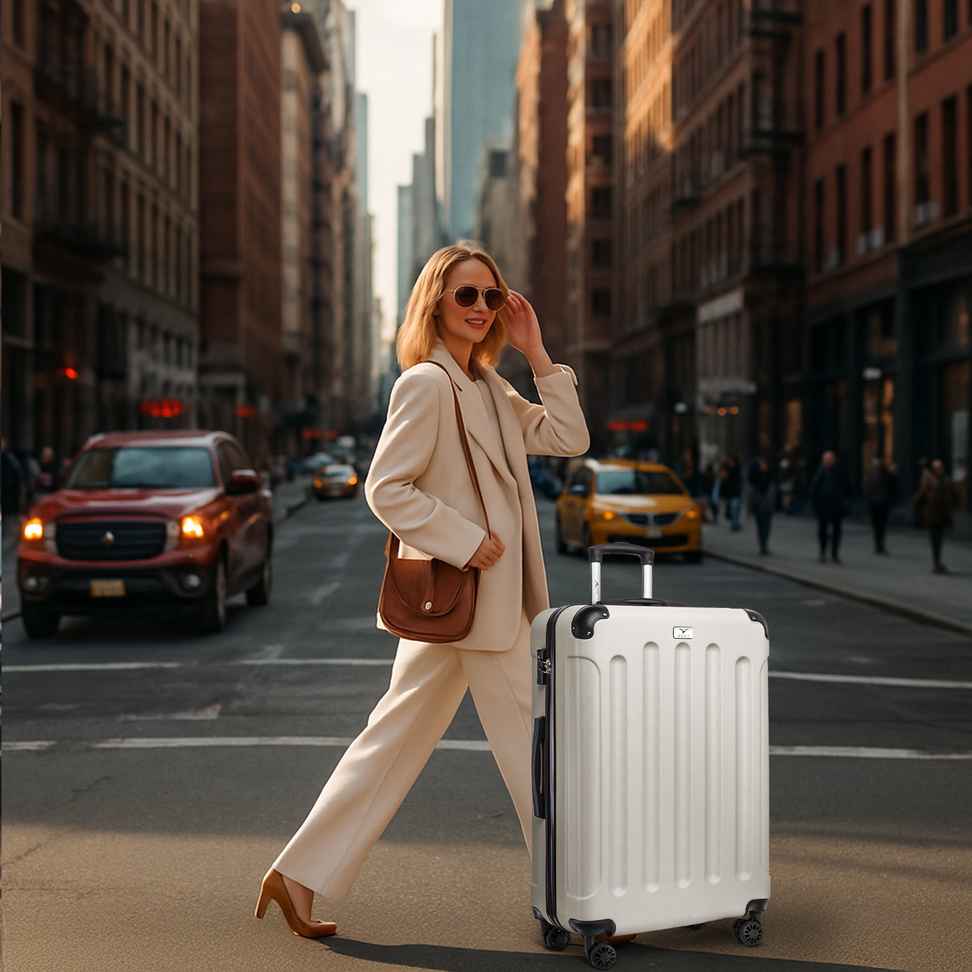 28" Skywander Large Suitcase - Beige