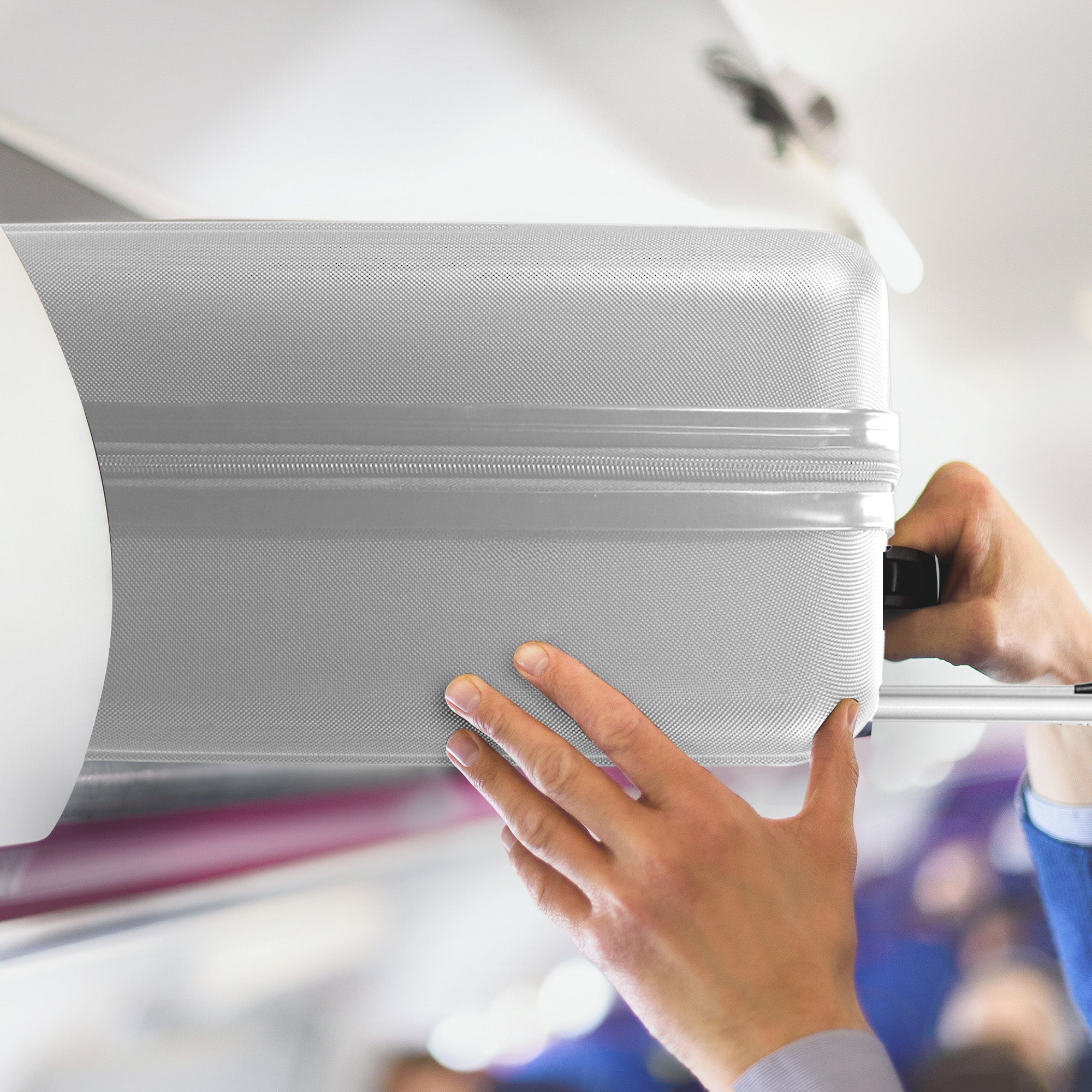 Vacay 15” Suitcase ABS Luggage, Aluminium Trolley Handle, 360° Spinner Wheels - Airline Compatible (45 x 33x 20cm) - Pearl