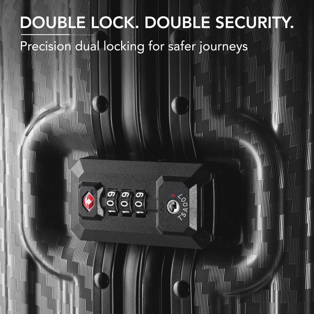 LUGG 24" Hard Shell Trolley Suitcase Aluminium TSA Lock Black 65x45x26.5cm
