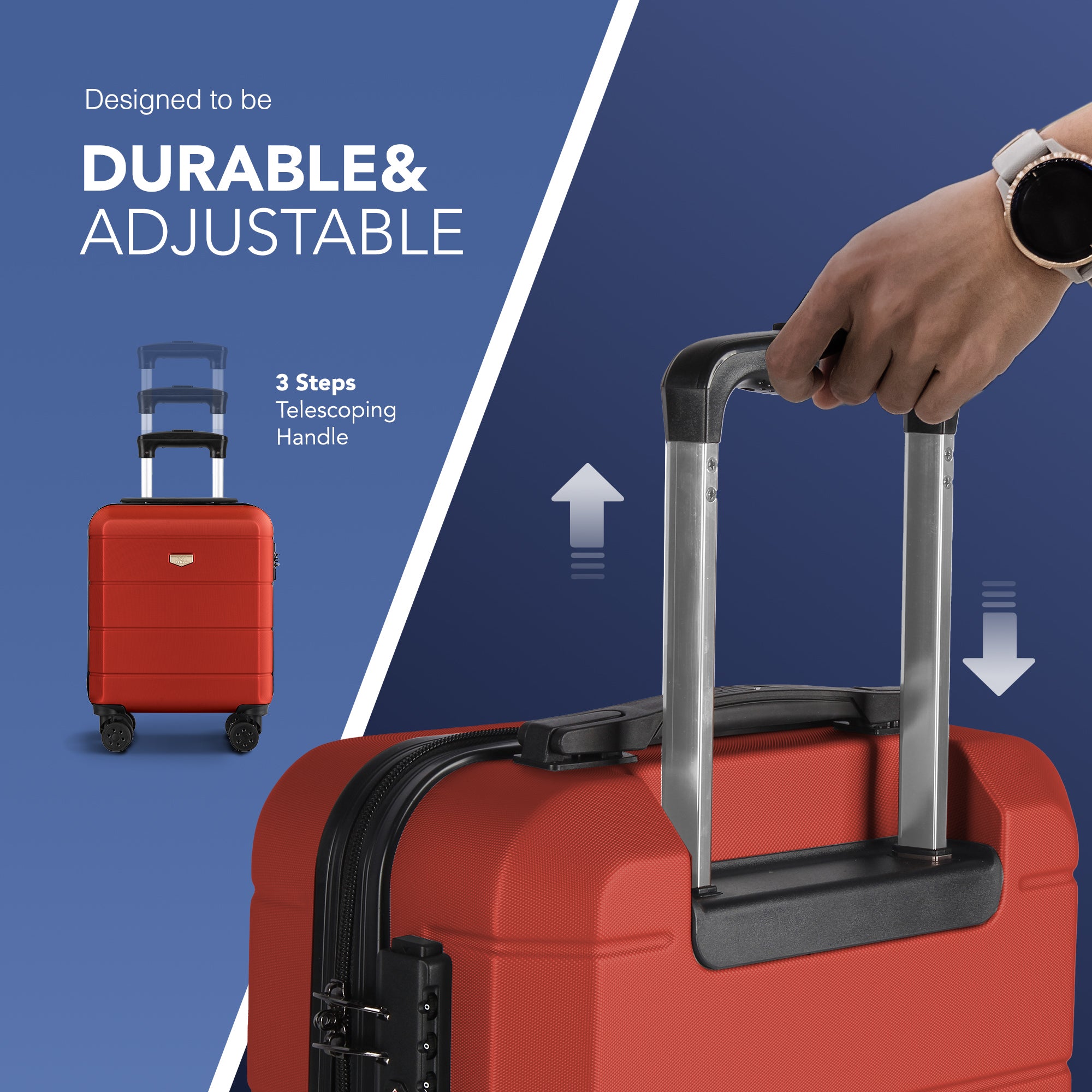 LUGG Jetset 15 Inch ABS Shell Protection Water Resistant & Safe Locking System Easyjet Free Under Seat Luggage (45x33x20cm) - Red