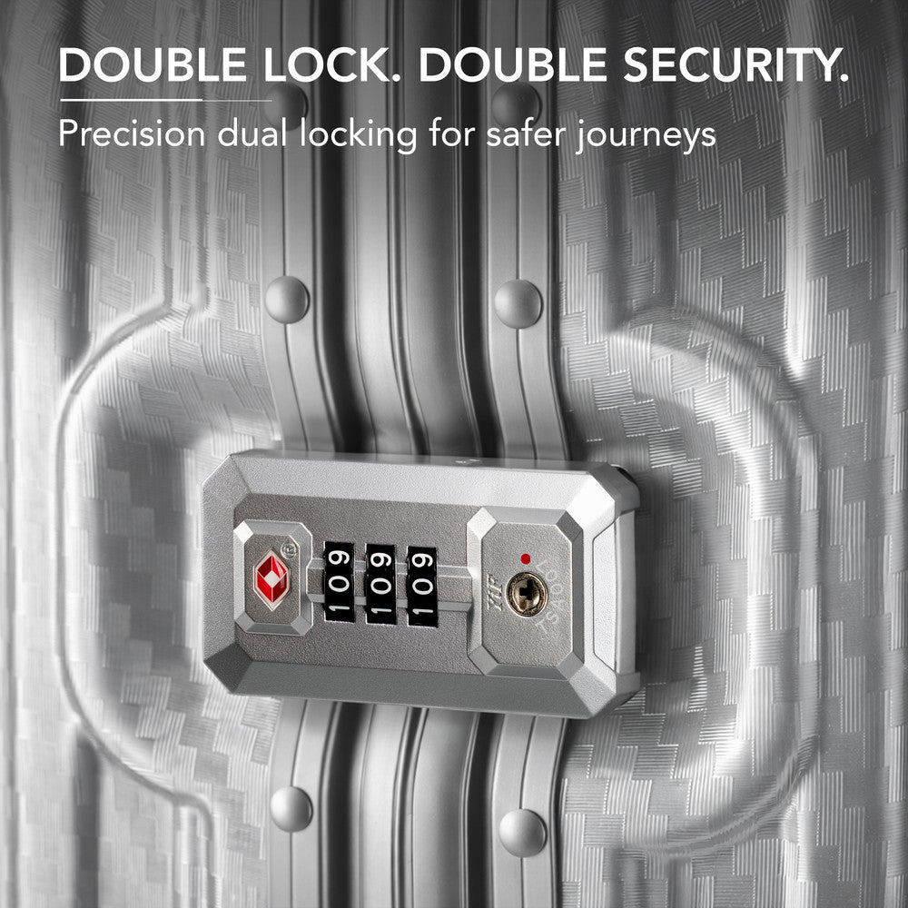 LUGG 24" Hard Shell Trolley Suitcase Aluminium TSA Lock Metallic Silver 65x45x26.5cm