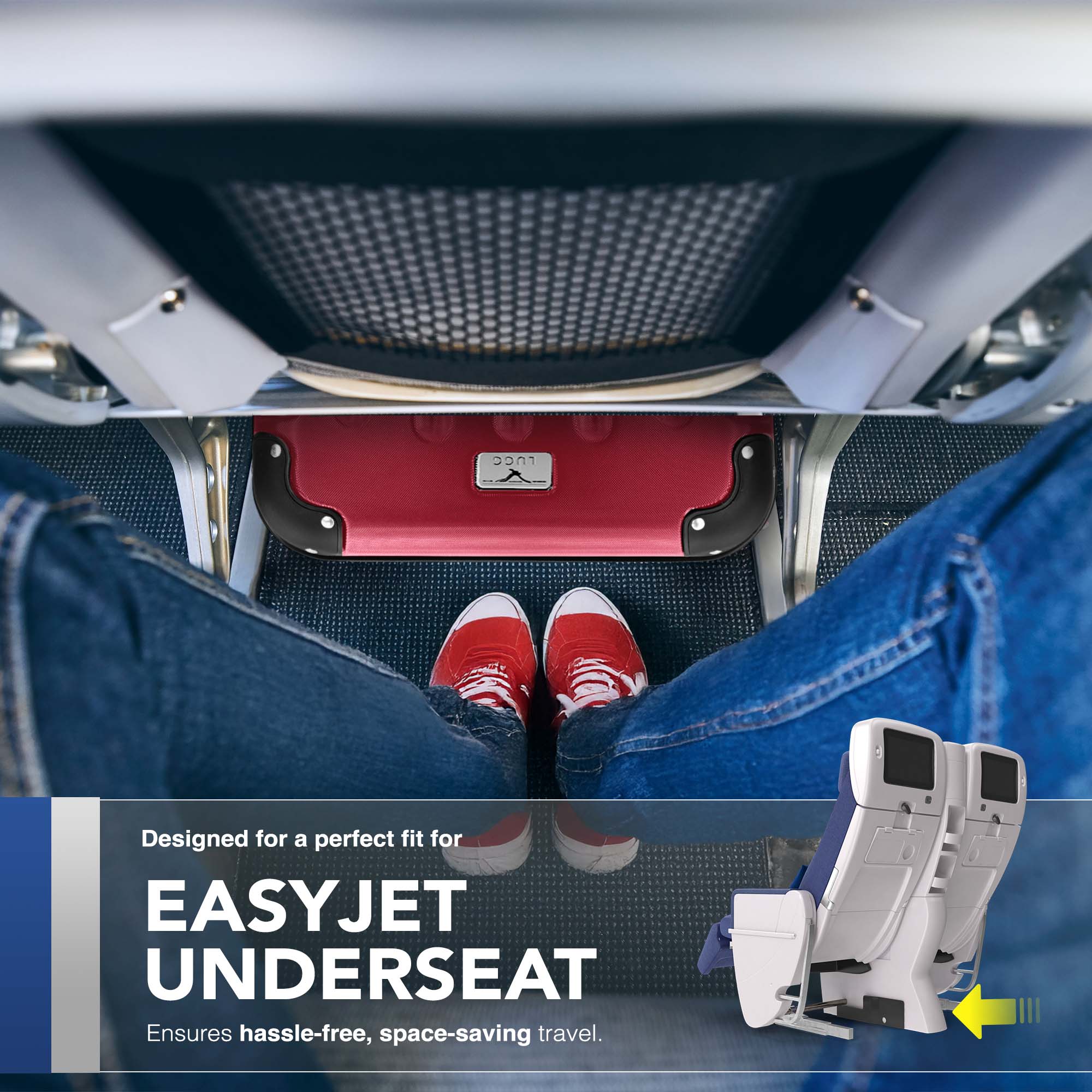 LUGG 40cm Skywander Lightweight Underseat Cabin Bag – Ryanair & EasyJet Approved Carry-On Suitcase, Durable ABS Hard Shell, Smooth Double Spinner Wheels, Water-Resistant & Compact Luggage (40x30x20cm, without wheels) - Burgundy