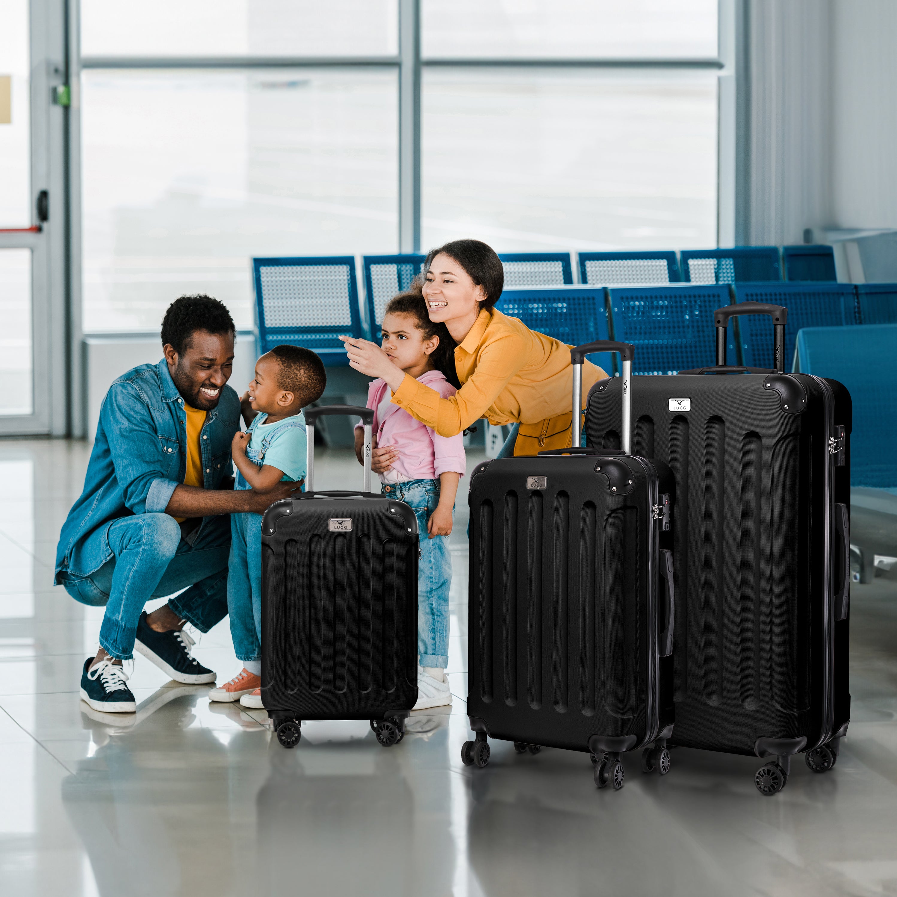 Skywander 3pc Suitcase Set in Black