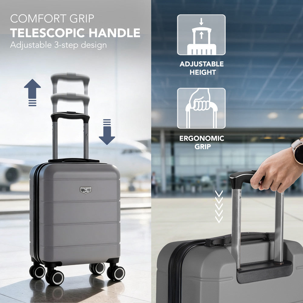 LUGG Jetset 15 Inch ABS Shell Protection Water Resistant & Safe Locking System Easyjet Free Under Seat Luggage (45x33x20cm) - Gunmetal Grey