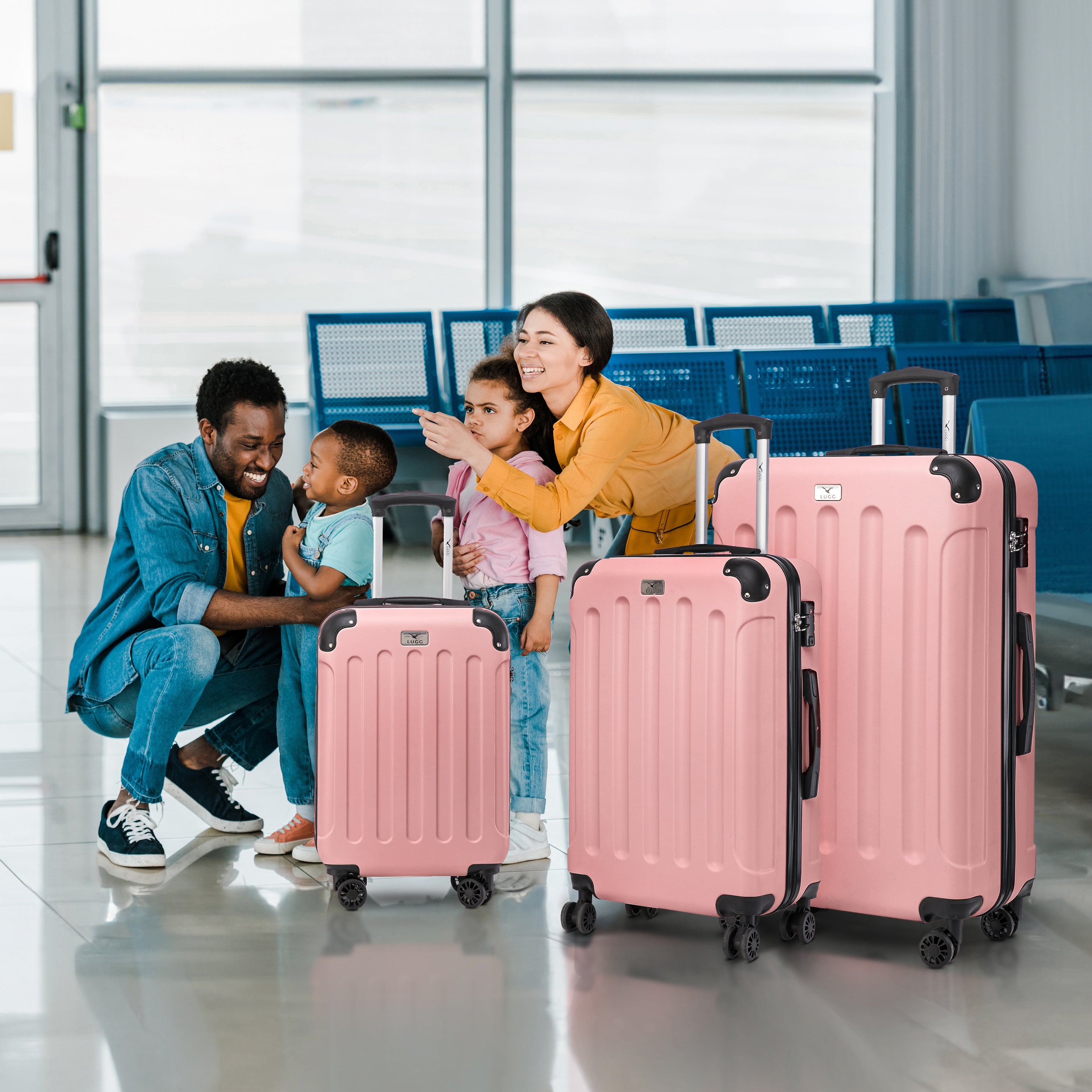 Skywander 3pc Suitcase Set in Rose Gold