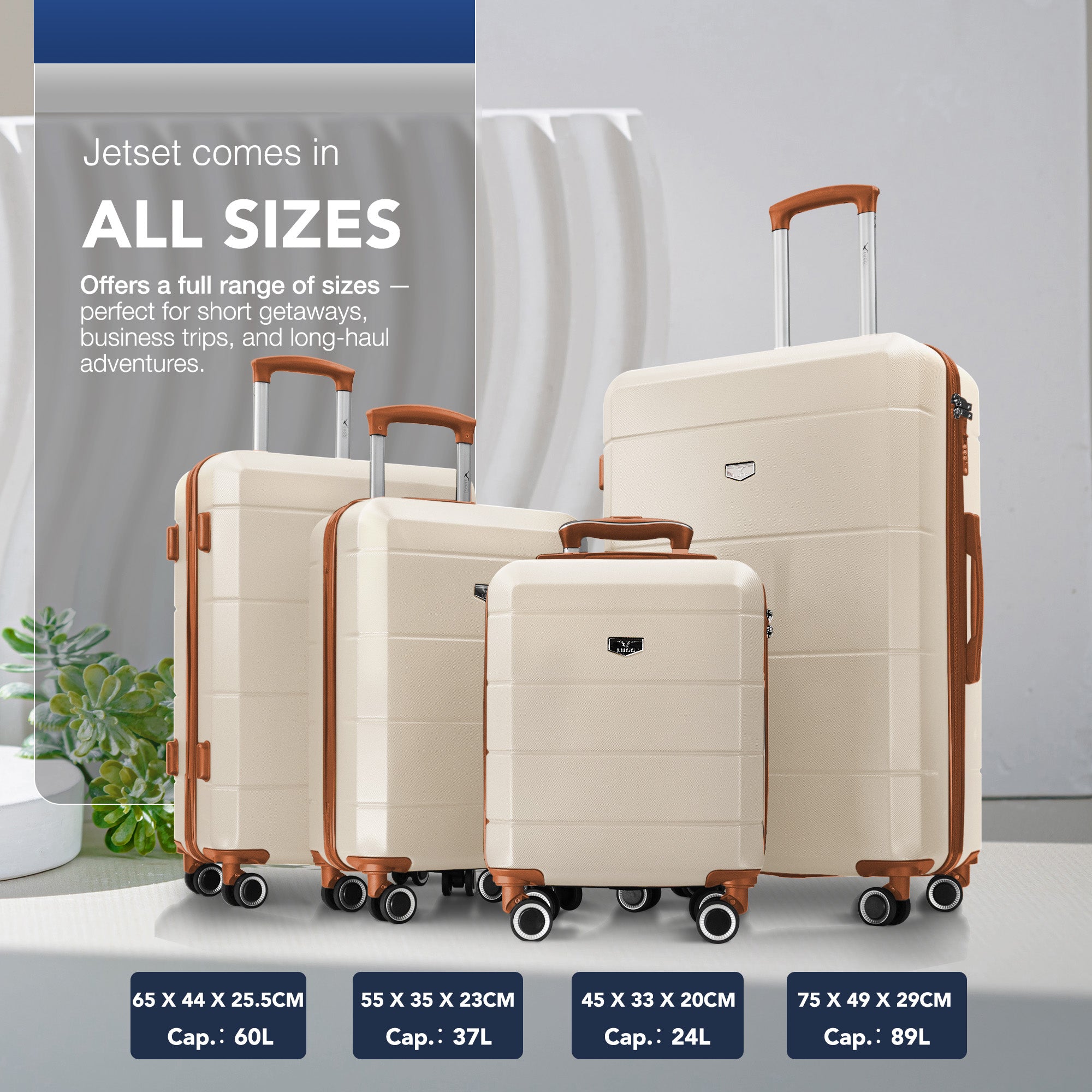 Jetset 28" Large Suitcase in Cream & Brown