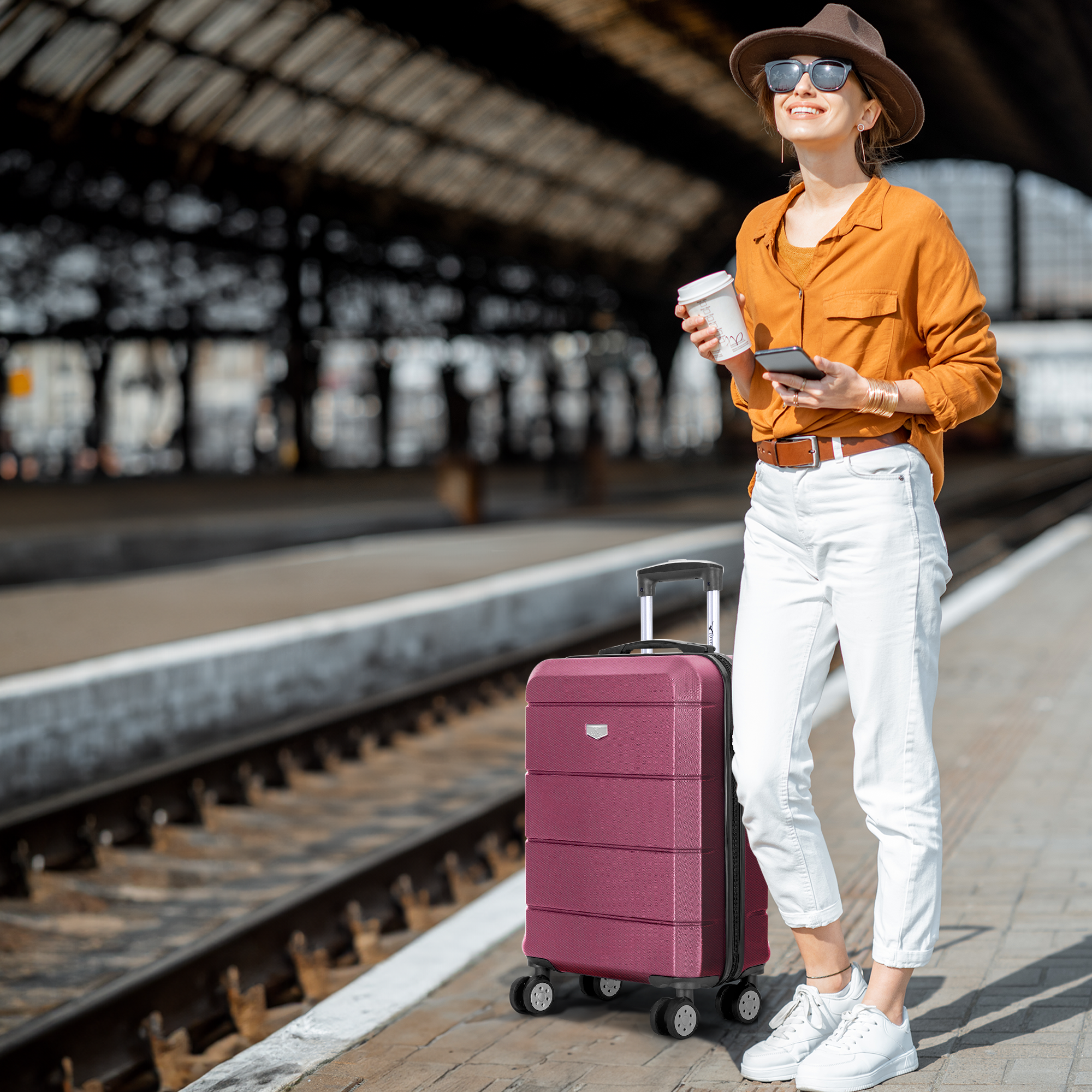 Bold 20-inch Burgundy Suitcase - Your Ultimate Travel Companion - UK