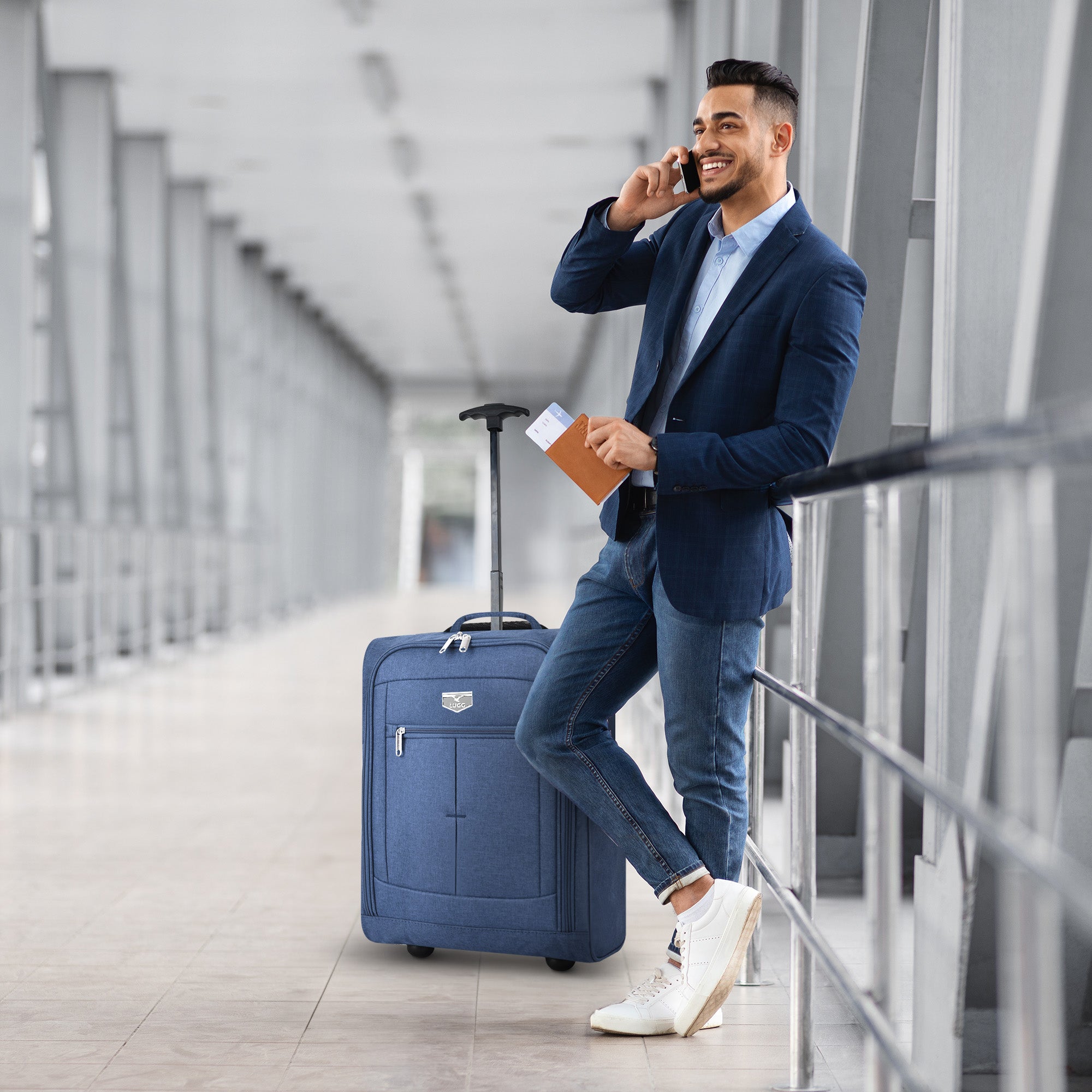 Soft Cabin Bag for Ryanair & EasyJet Priority Overhead Locker - Blue