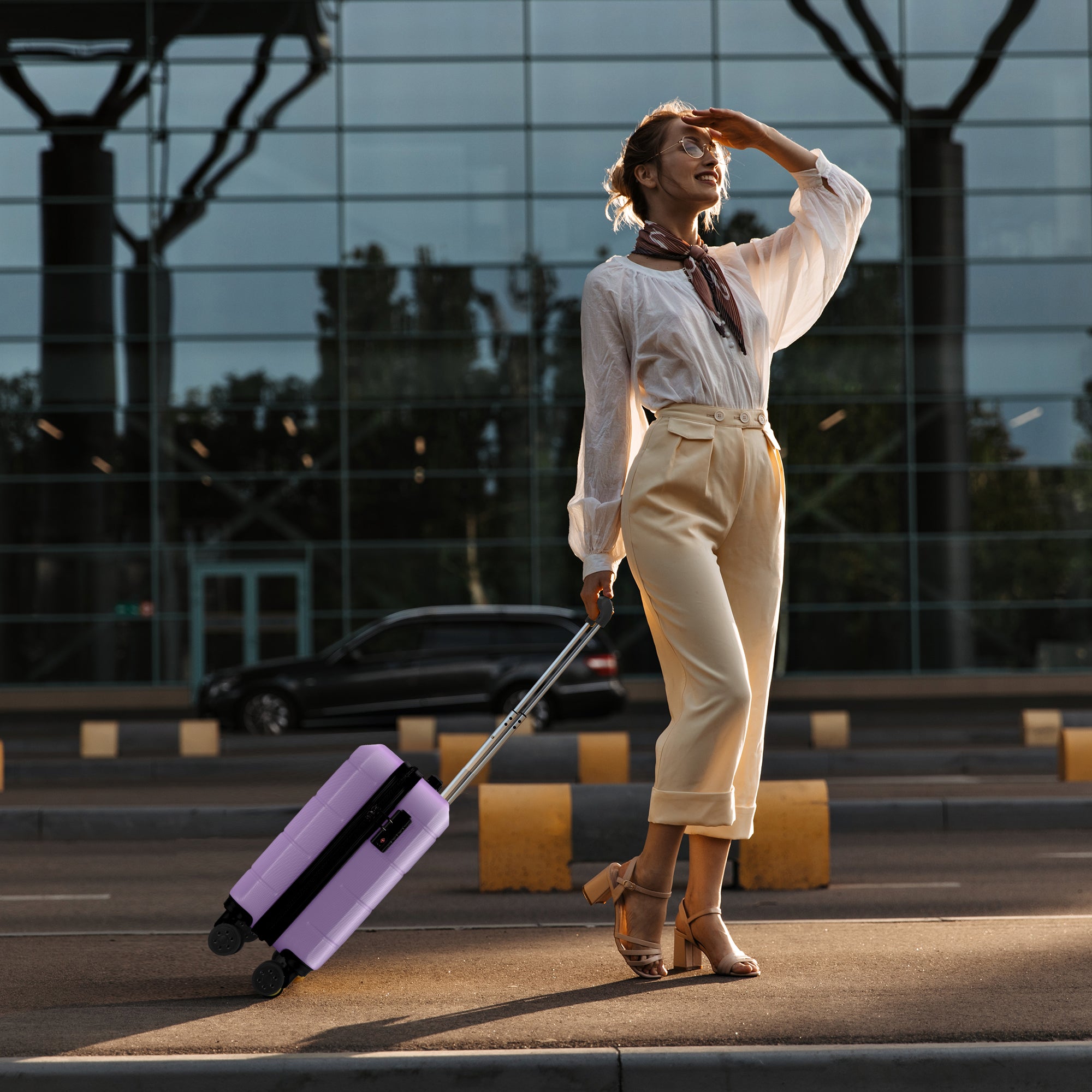 LUGG Jetset 15 Inch ABS Shell Protection Water Resistant & Safe Locking System Easyjet Free Under Seat Luggage (45x33x20cm) - Lavender