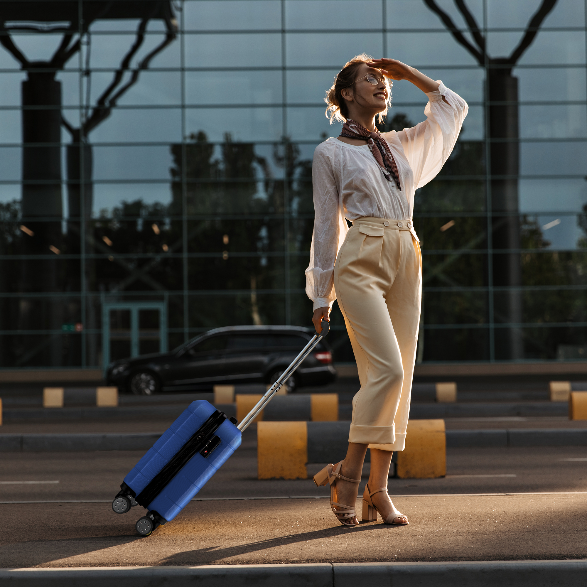 Get Jetset Cabin Suitcase in Blue - Lightweight Suitcase - UK