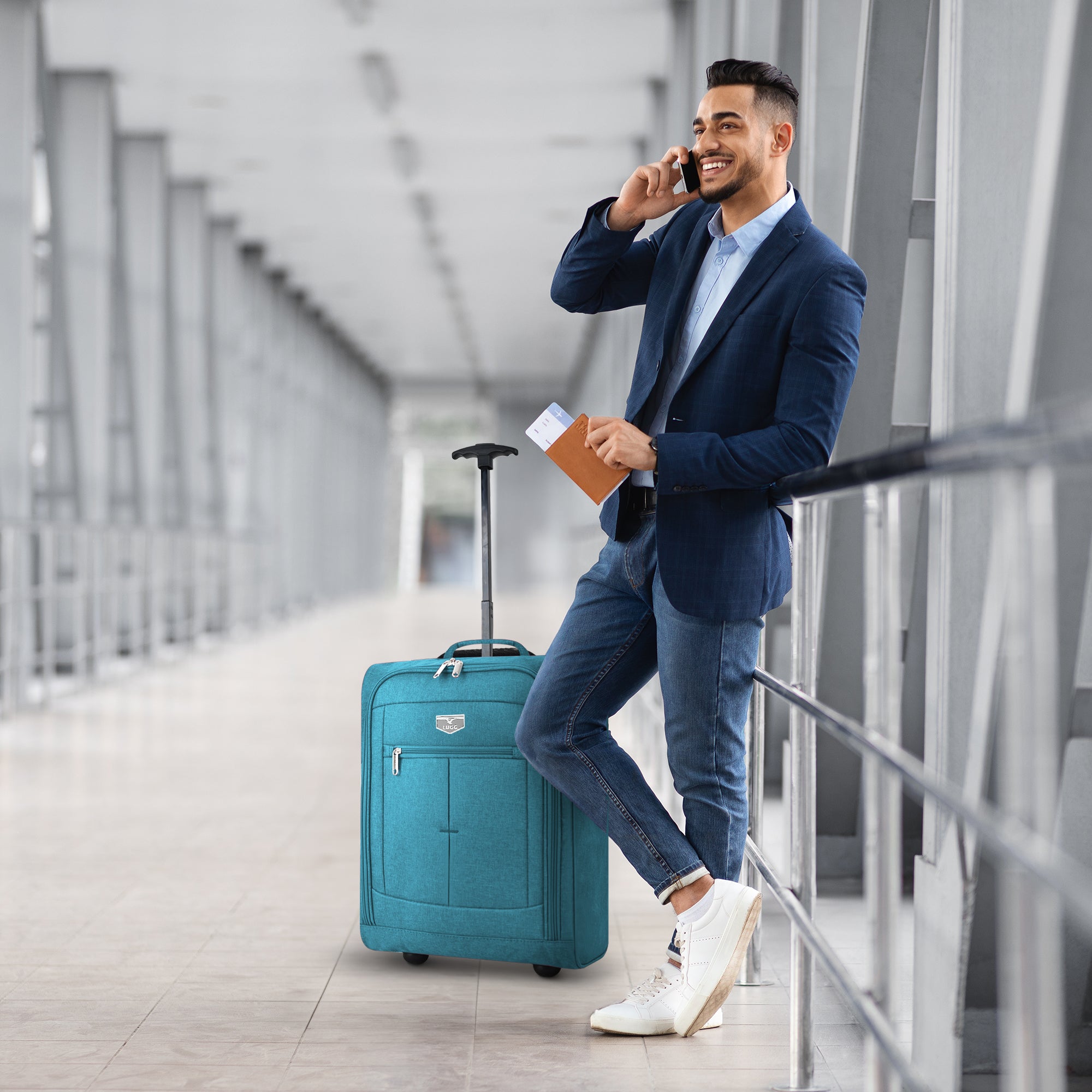 Cabin Approved Lightweight Travel Bag with Wheels - Teal