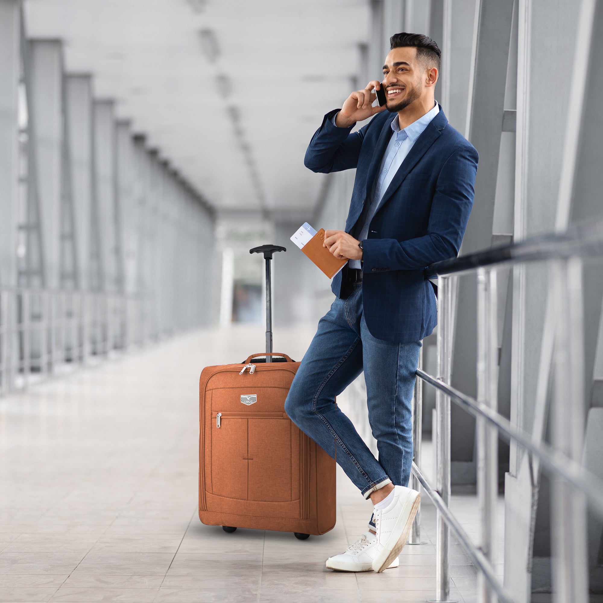 Cabin Approved Lightweight Travel Bag with Wheels - Orange