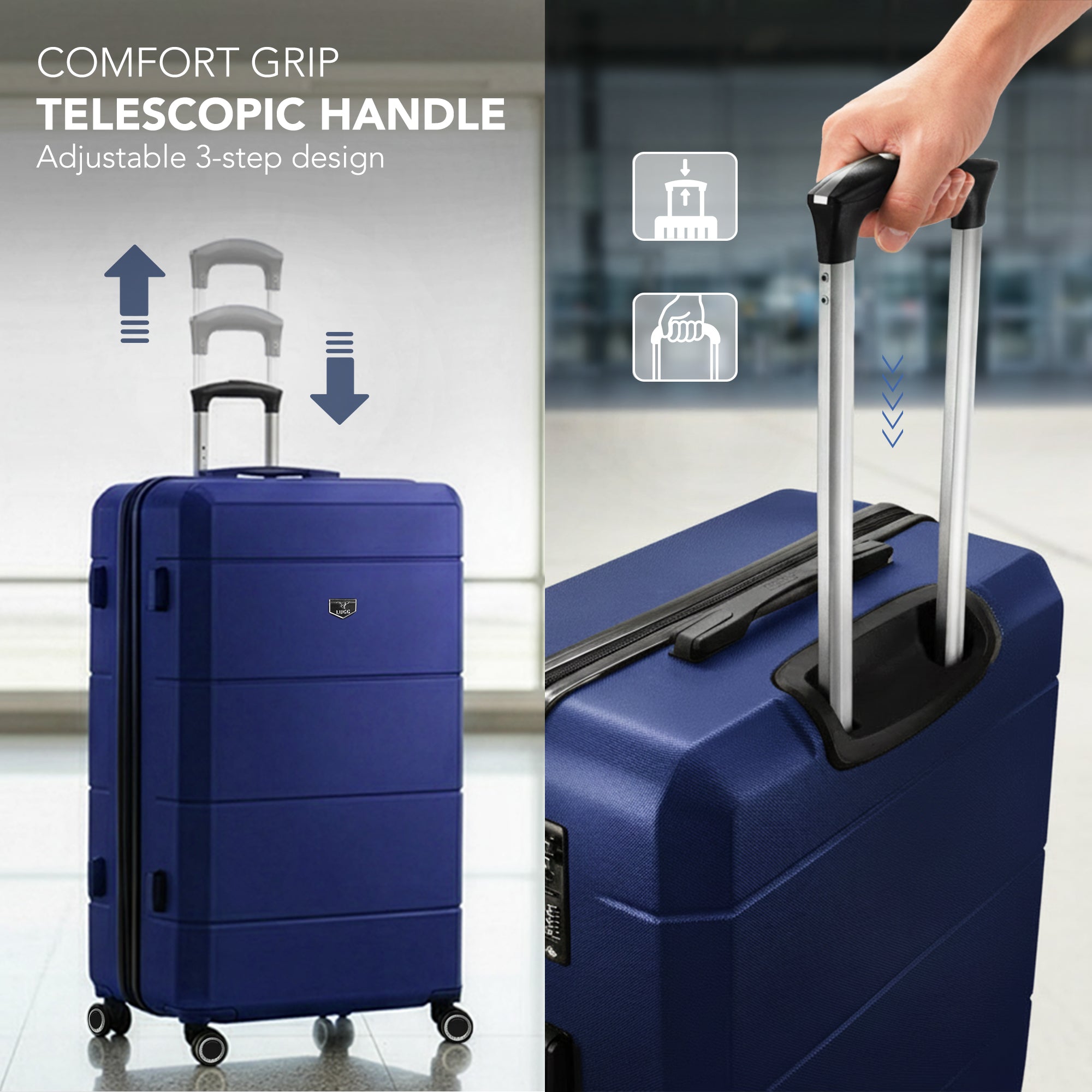 Jetset 32" Large Suitcase – Lightweight Hard Shell Luggage with TSA Lock – Water-Resistant ABS Spinner Suitcase – 4 Wheels – 86x58x31cm Travel Bag - Midnight Blue