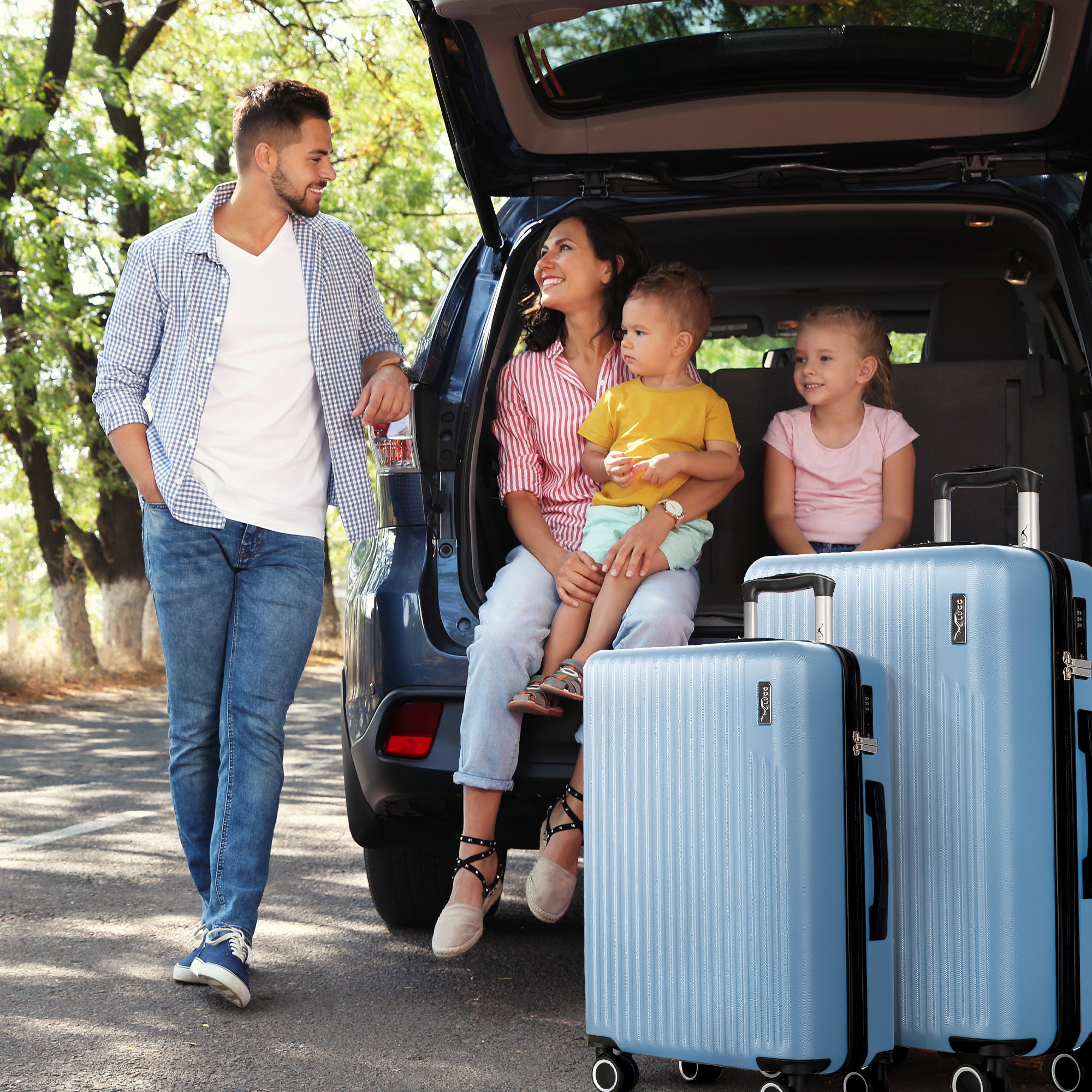 Vacay 20” Suitcase ABS Luggage with TSA Indent Lock, Aluminium Trolley Handle, 360° Spinner Wheels - Airline Compatible (55 x 35 x 23cm) - Sky Blue