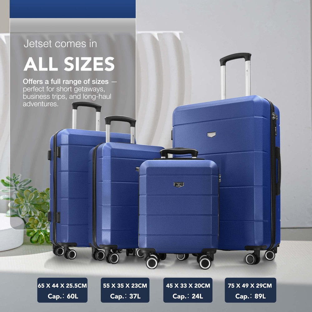 LUGG Jetset 24” Lightweight Travel Carry On Suitcase, ABS, Water Resistant & TSA Lock, Easyjet Overhead- Blue
