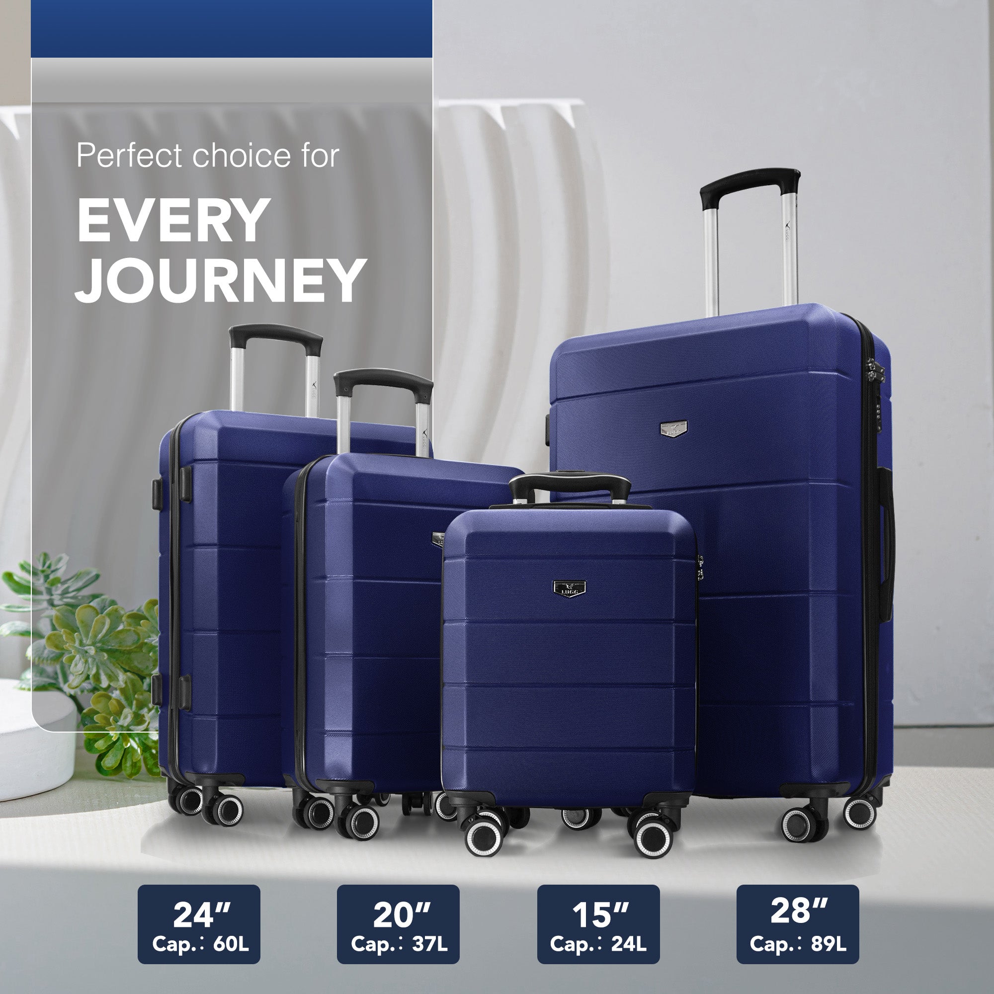 Jetset 4pc Suitcase Set in Midnight Blue