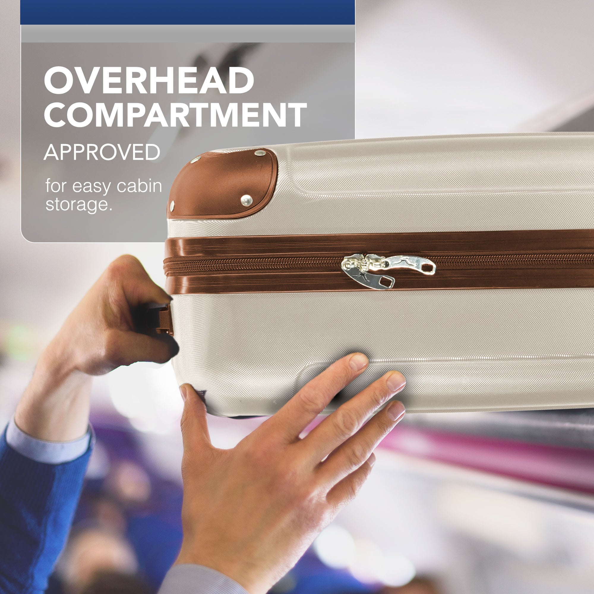 Skywander 15" Underseat Suitcase in Cream & Brown