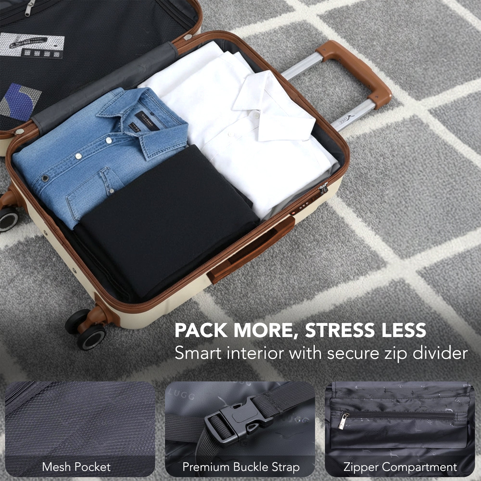 32" Jetset XL Suitcase - Cream & Brown