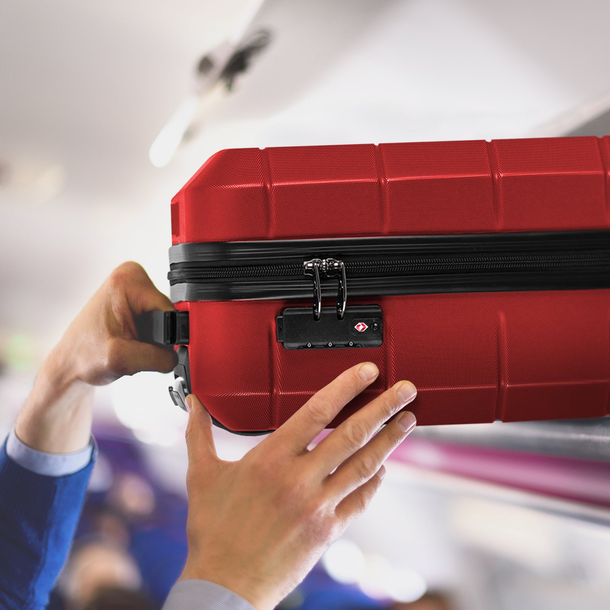 LUGG Jetset 15 Inch ABS Shell Protection Water Resistant & Safe Locking System Easyjet Free Under Seat Luggage (45x33x20cm) - Red