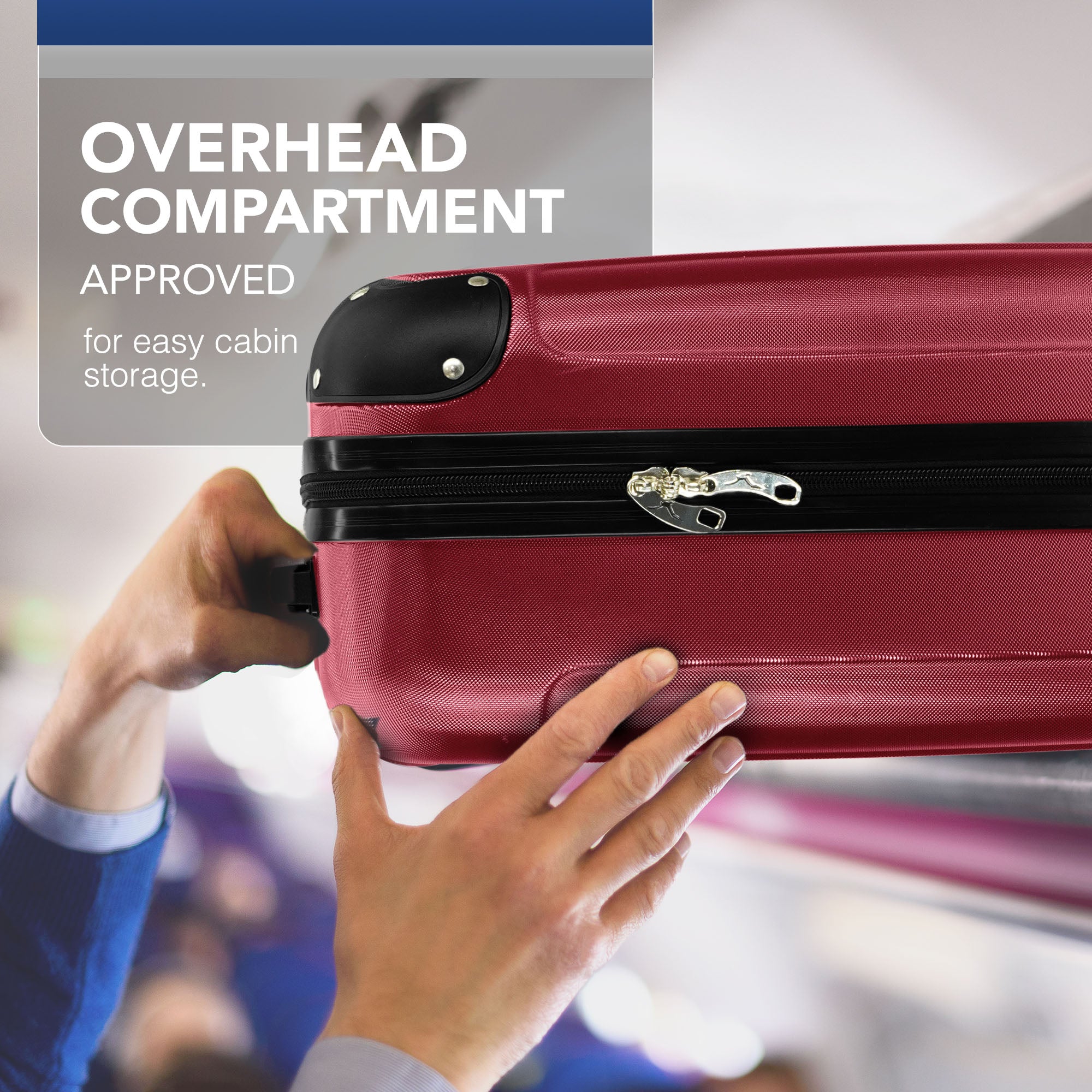 LUGG Skywander 15 Inch Lightweight Underseat Cabin Bag – EasyJet Approved Carry-On Suitcase, Durable ABS Hard Shell (45x34x20cm) - Burgundy